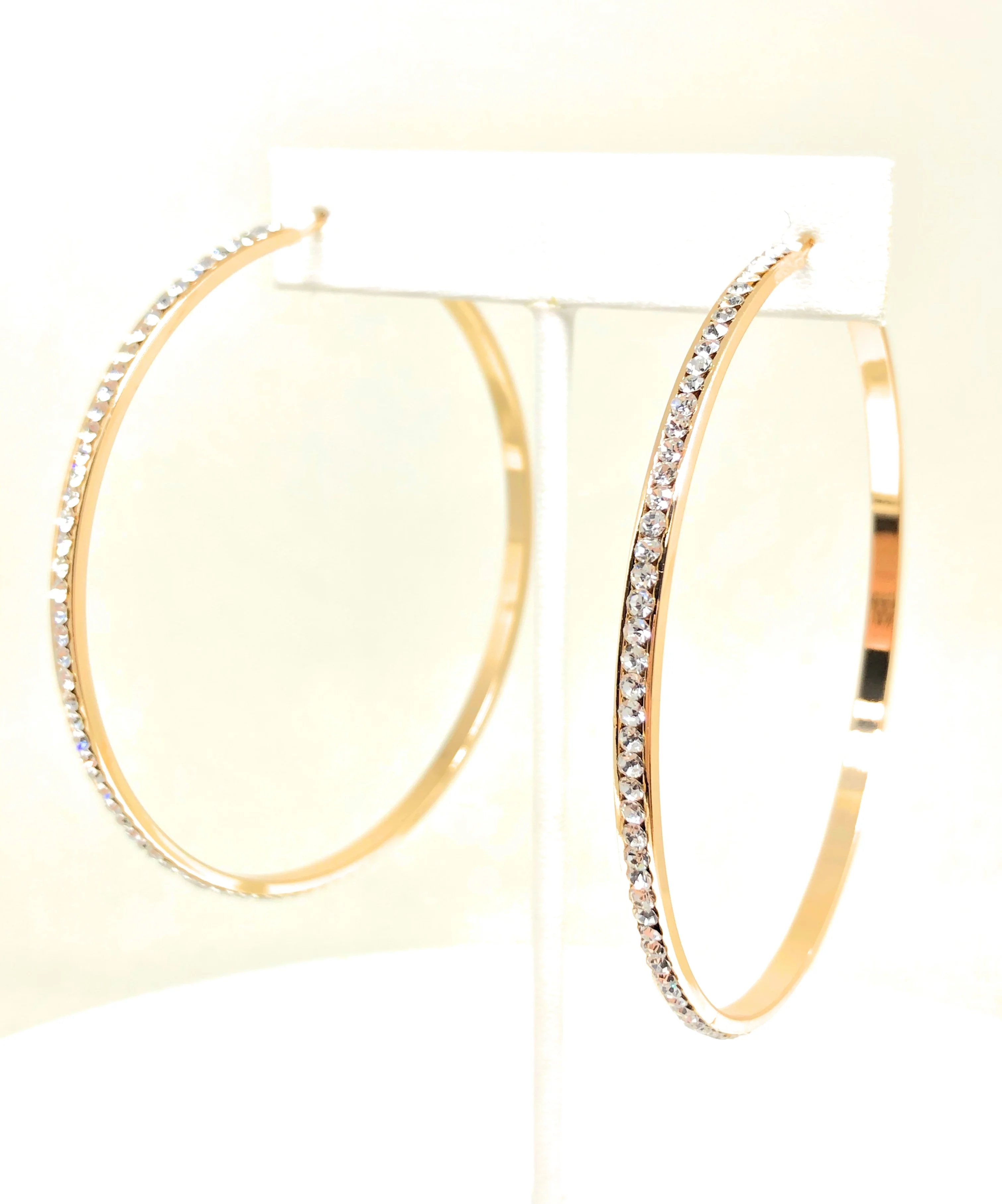 Gold Plated Hoop Earrings CZ Stones Aretes Arracadas - Image 7