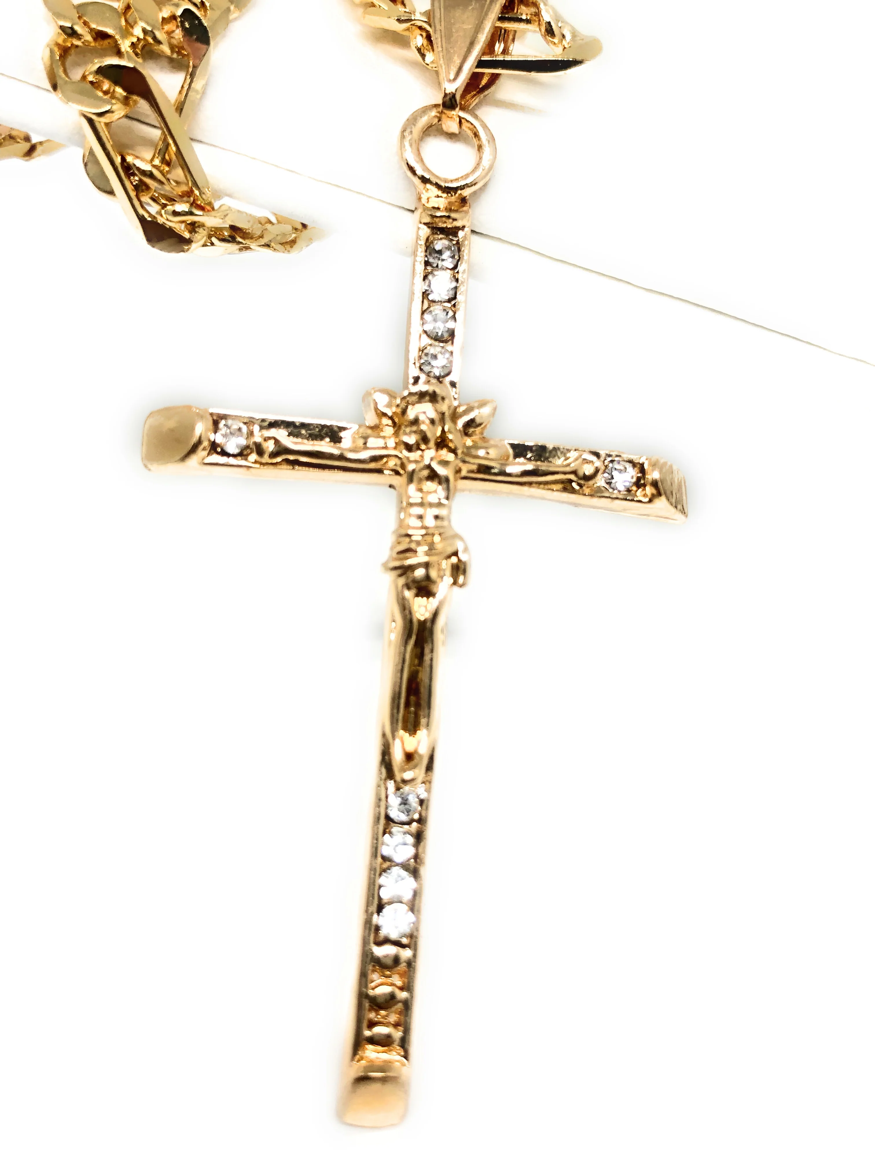 Gold Plated Jesus Cross Crucifix 26" Chain / Jesus Cruz Crucifijo Cadena Oro Lamindo 26" - Image 3