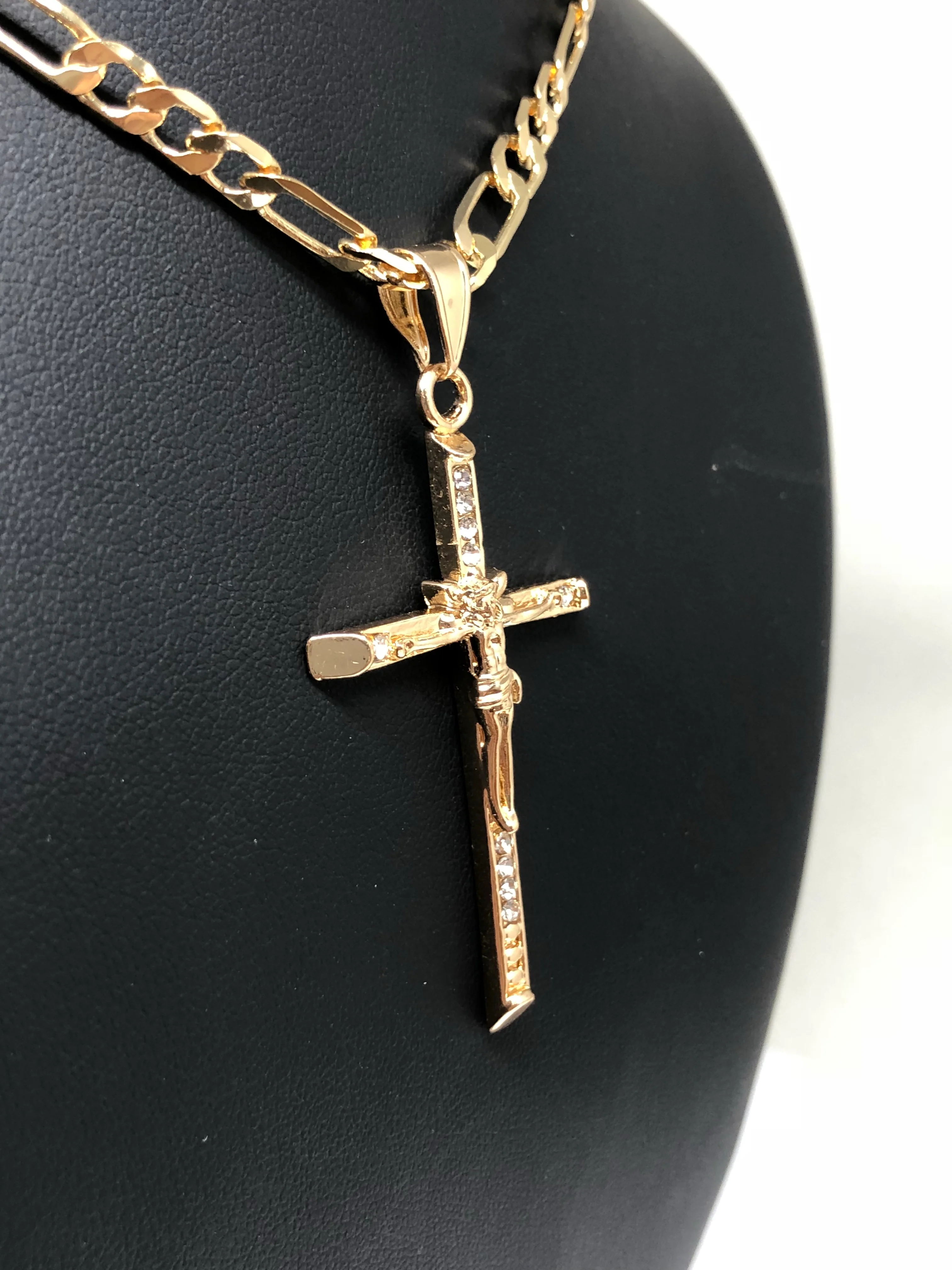 Gold Plated Jesus Cross Crucifix 26" Chain / Jesus Cruz Crucifijo Cadena Oro Lamindo 26" - Image 4
