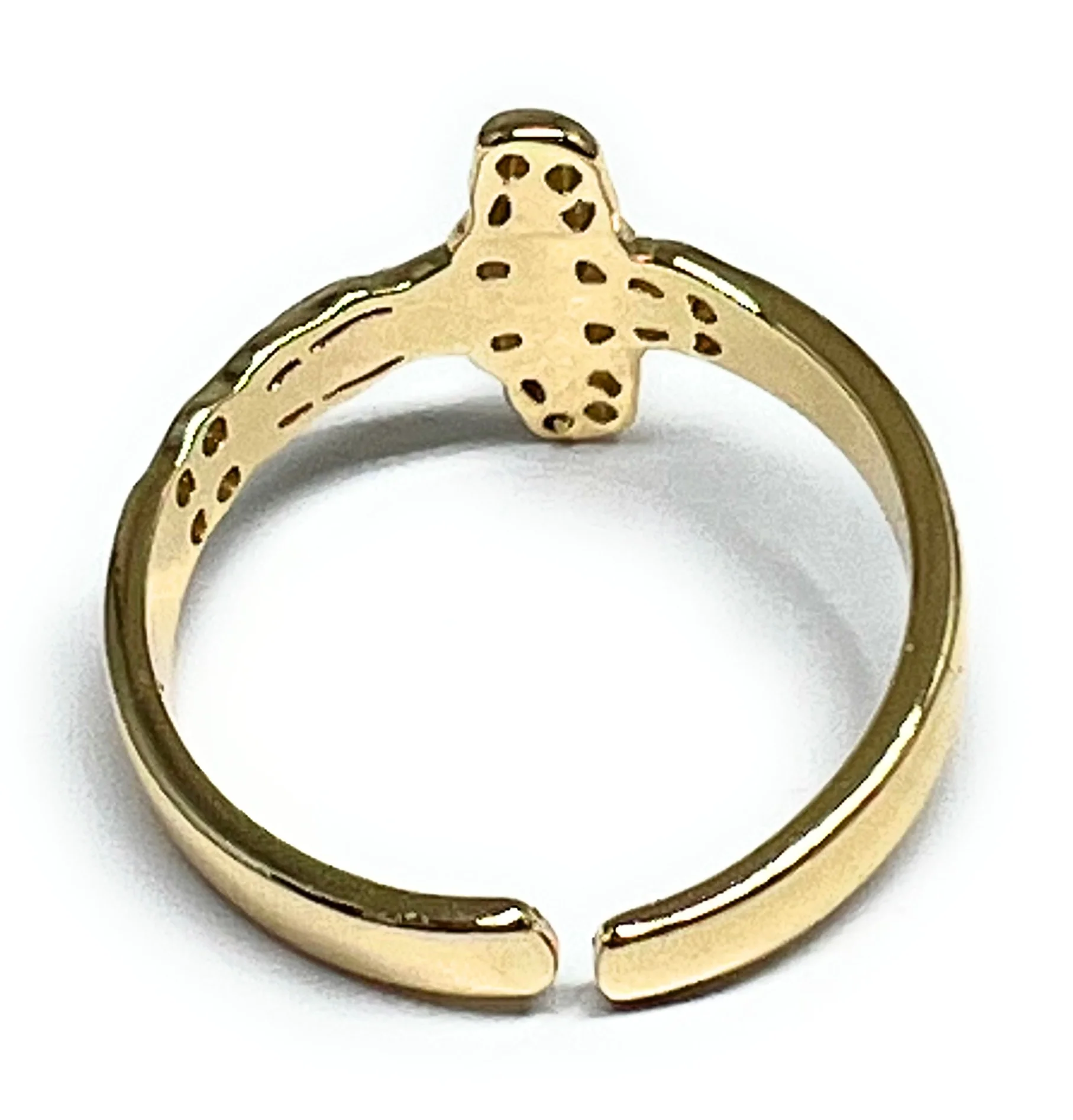 Gold Plated Jesus Crucifix Cross Ring Anillo Adjustable - Image 3