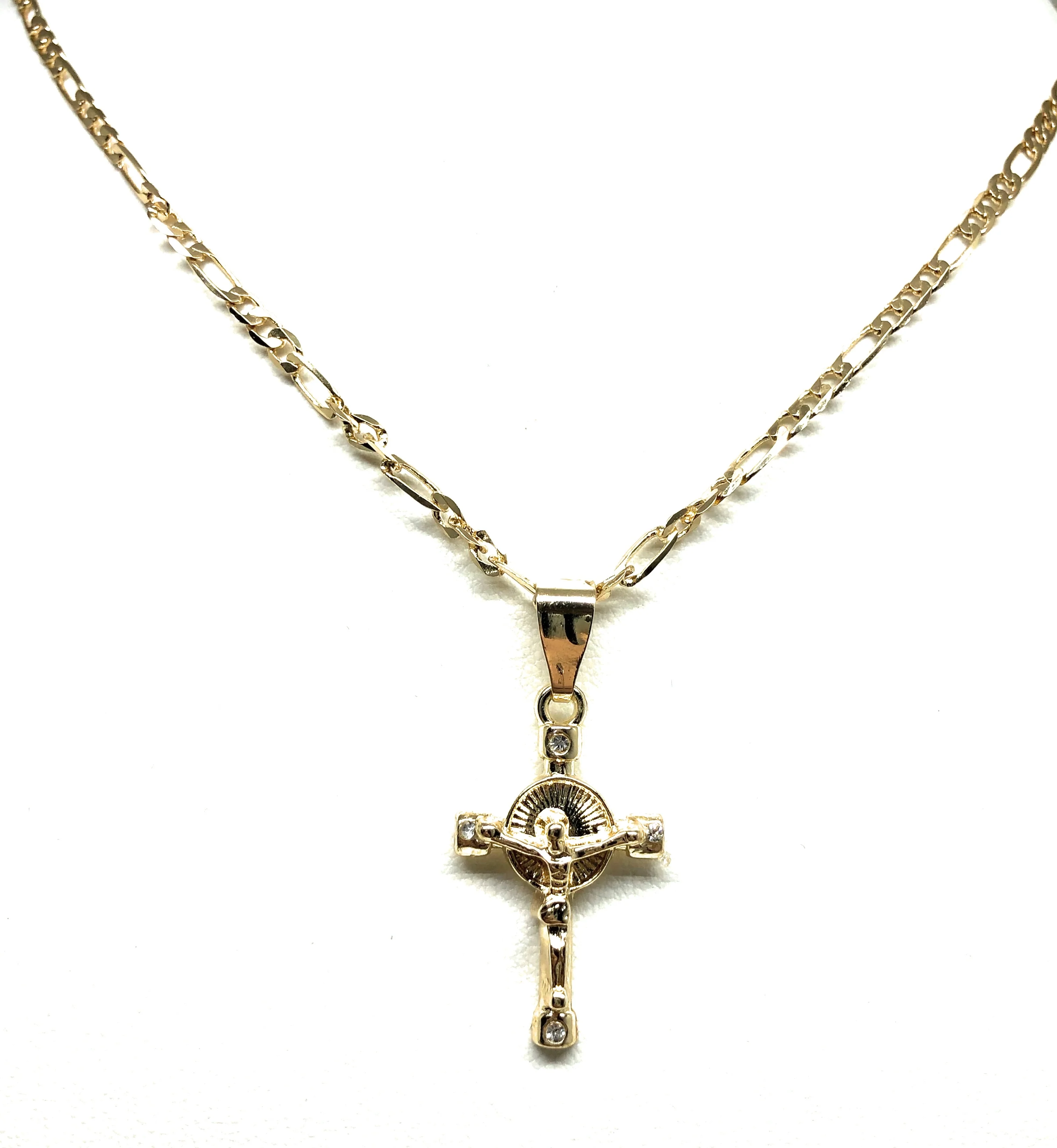 Gold Plated Kids Cross Jesus Crucifix 18" Chain Para Ninos - Image 8