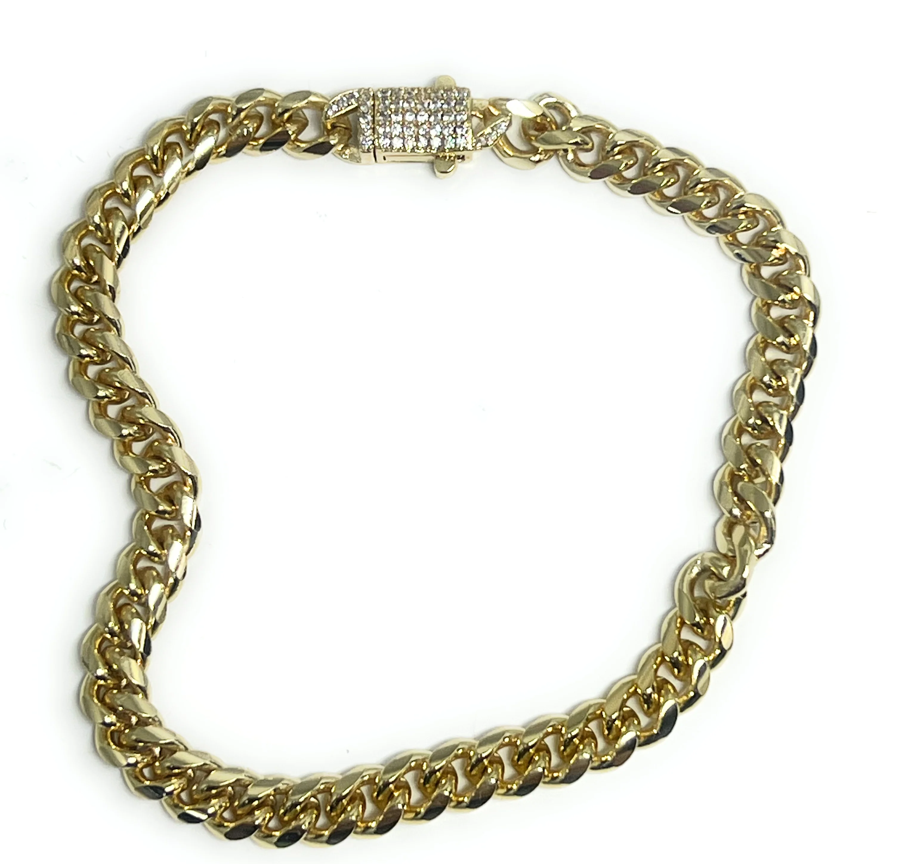 Gold Plated Miami Cuban Link CZ Box Lock Bracelet 7-9 INCH 6mm Width Esclava - Image 5