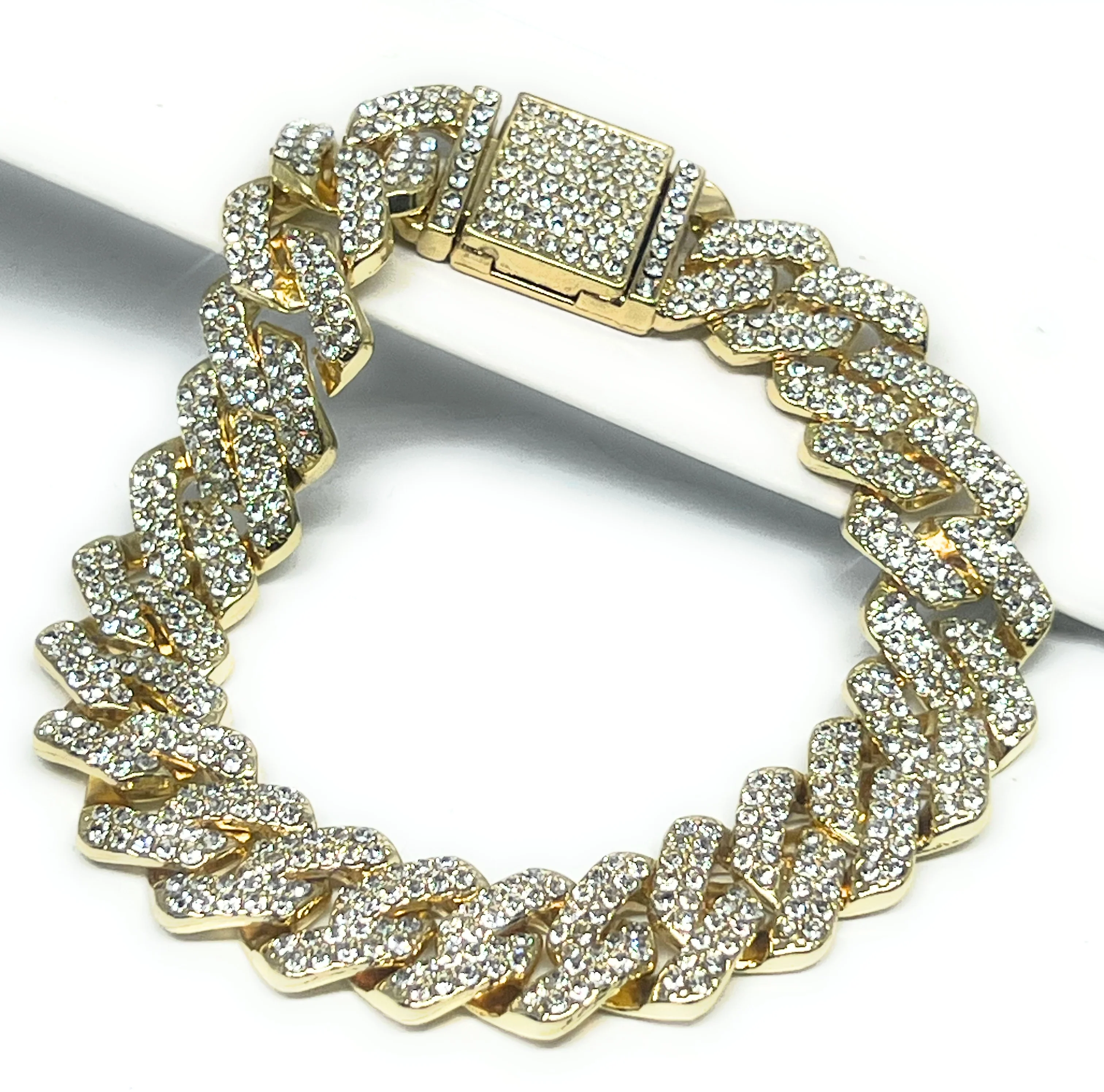 Gold Plated MIAMI CUBAN LINK EDGE ICED OUT CZ Bracelet 7-9 INCH 14MM Width - Image 3