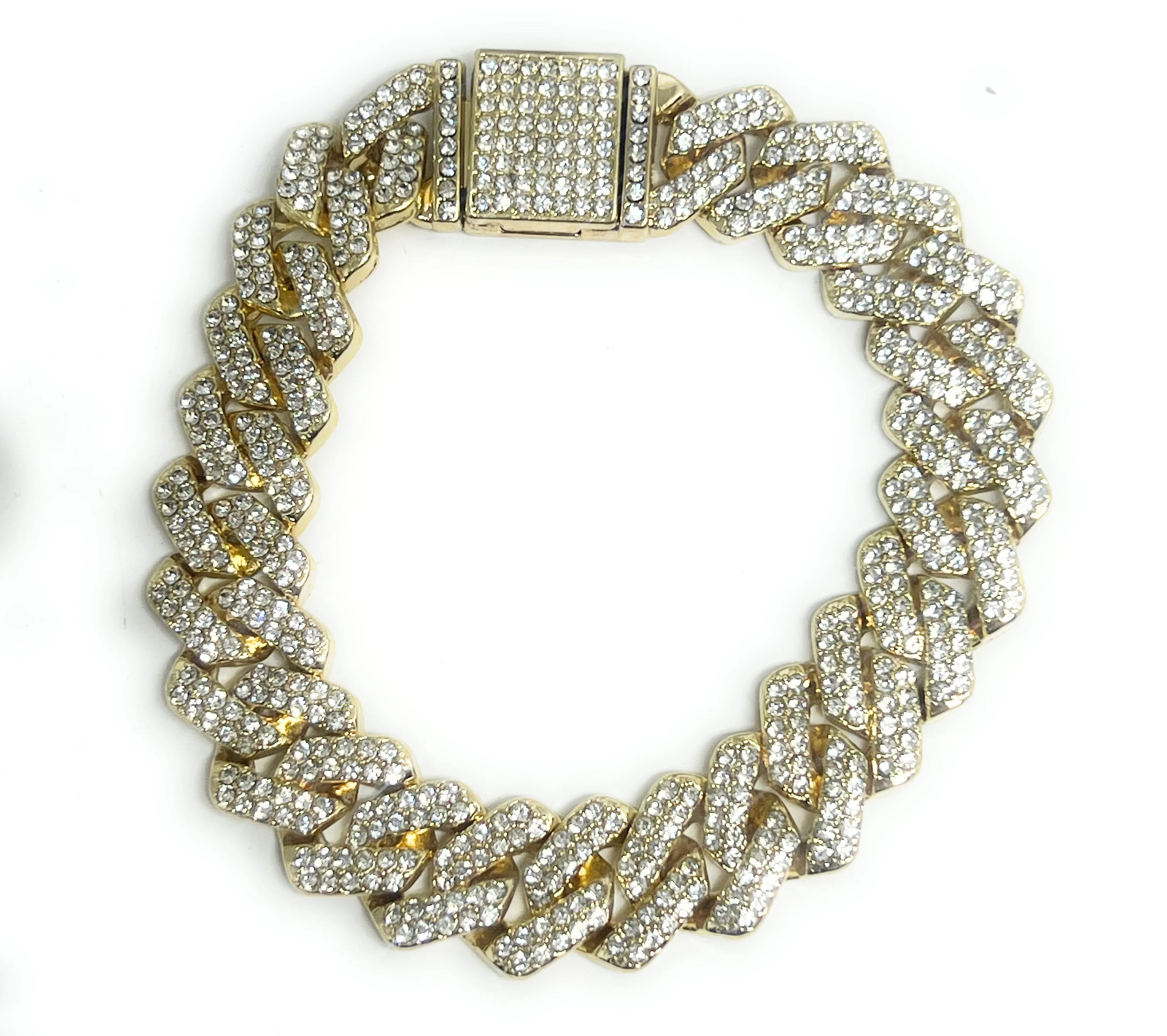 Gold Plated MIAMI CUBAN LINK EDGE ICED OUT CZ Bracelet 7-9 INCH 14MM Width - Image 5
