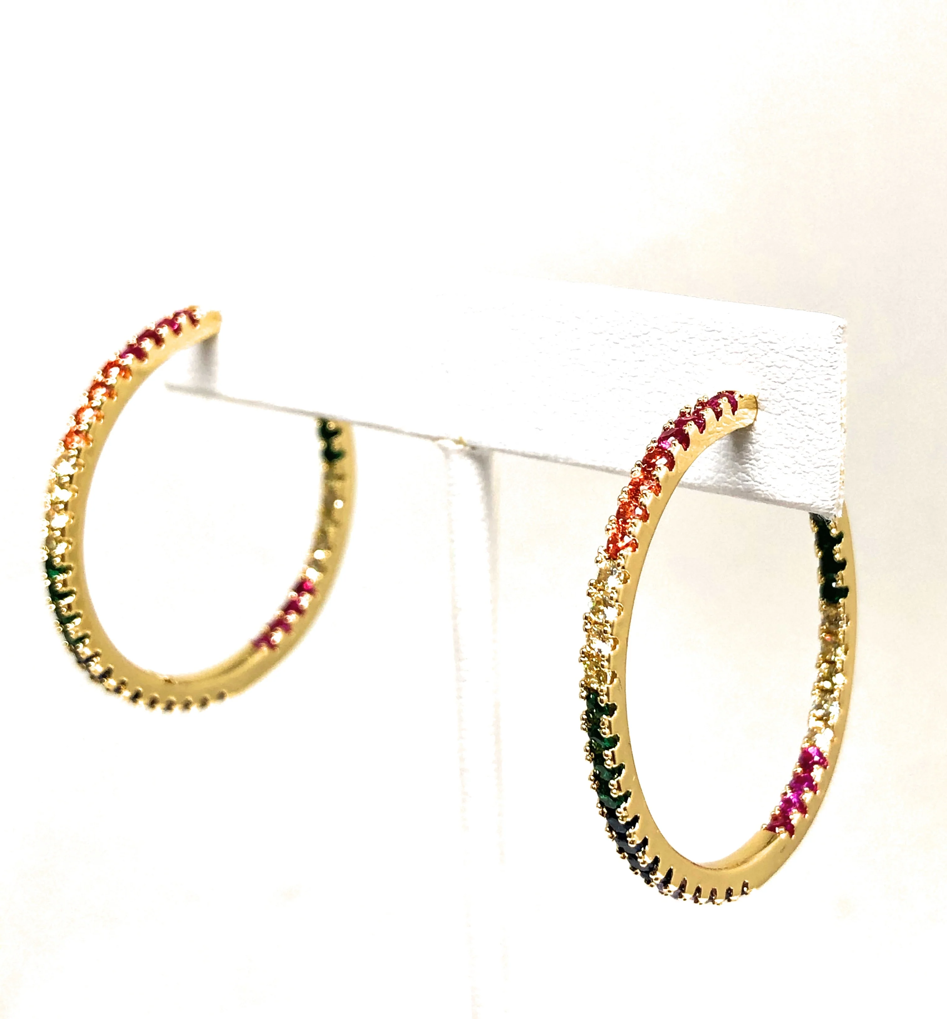 Gold Plated Multi-Color Colorful Hoop Earrings Arracadas Aretes - Image 6