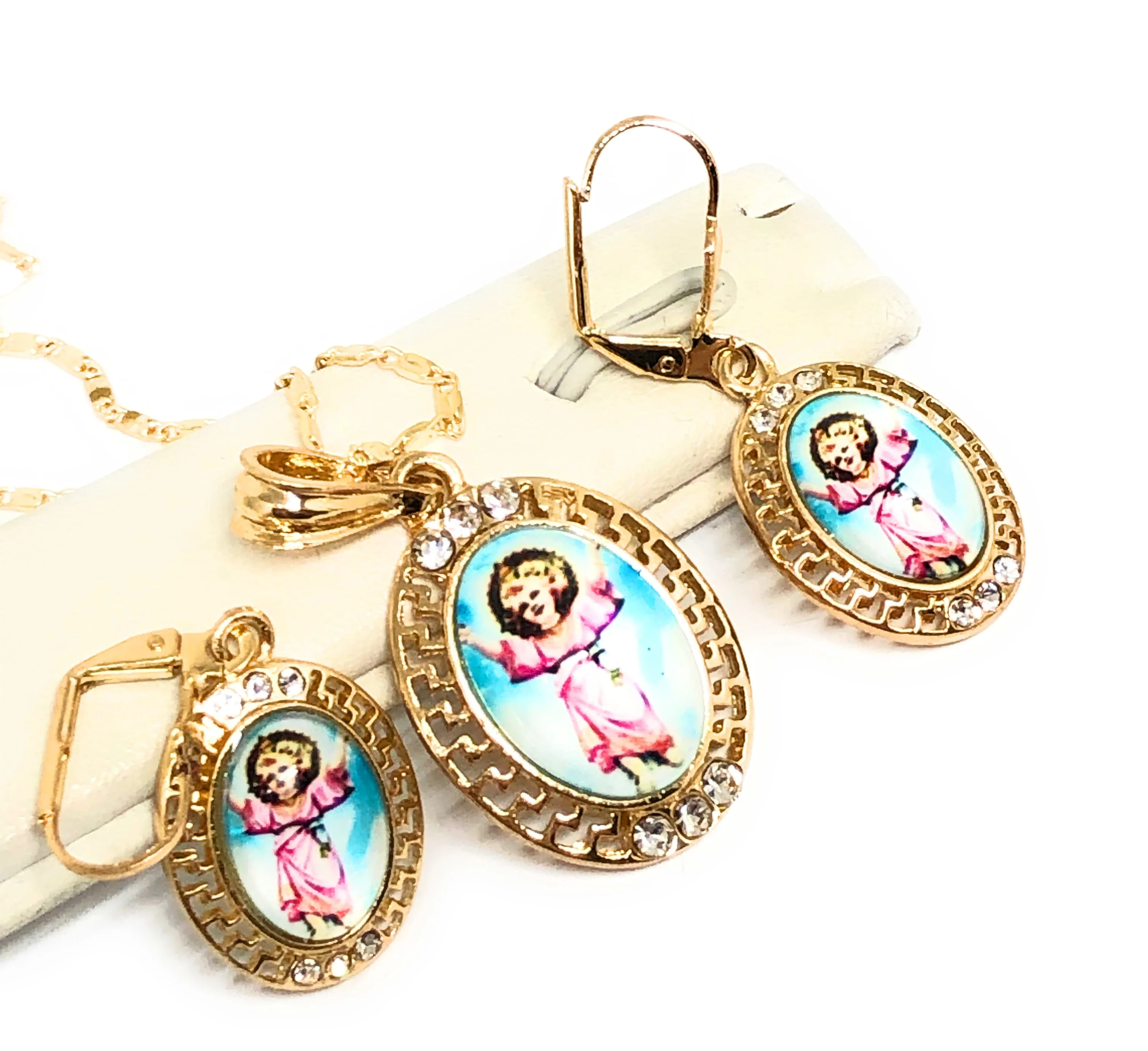 Gold Plated NINO DIVINO SET (NECKLACE 18", EARRINGS) - Image 3