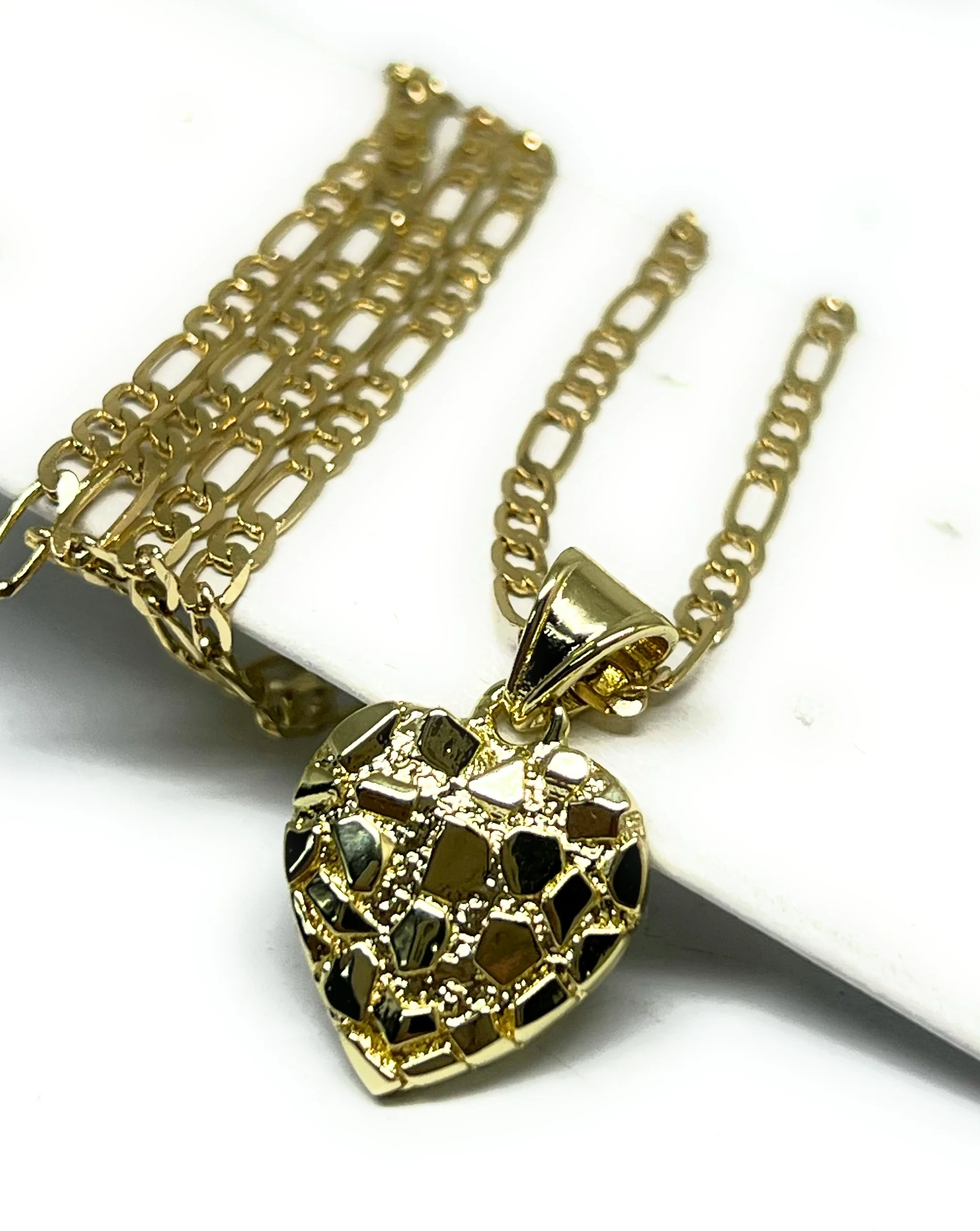 Gold Plated NUGGET HEART Pendant Necklace - Image 3
