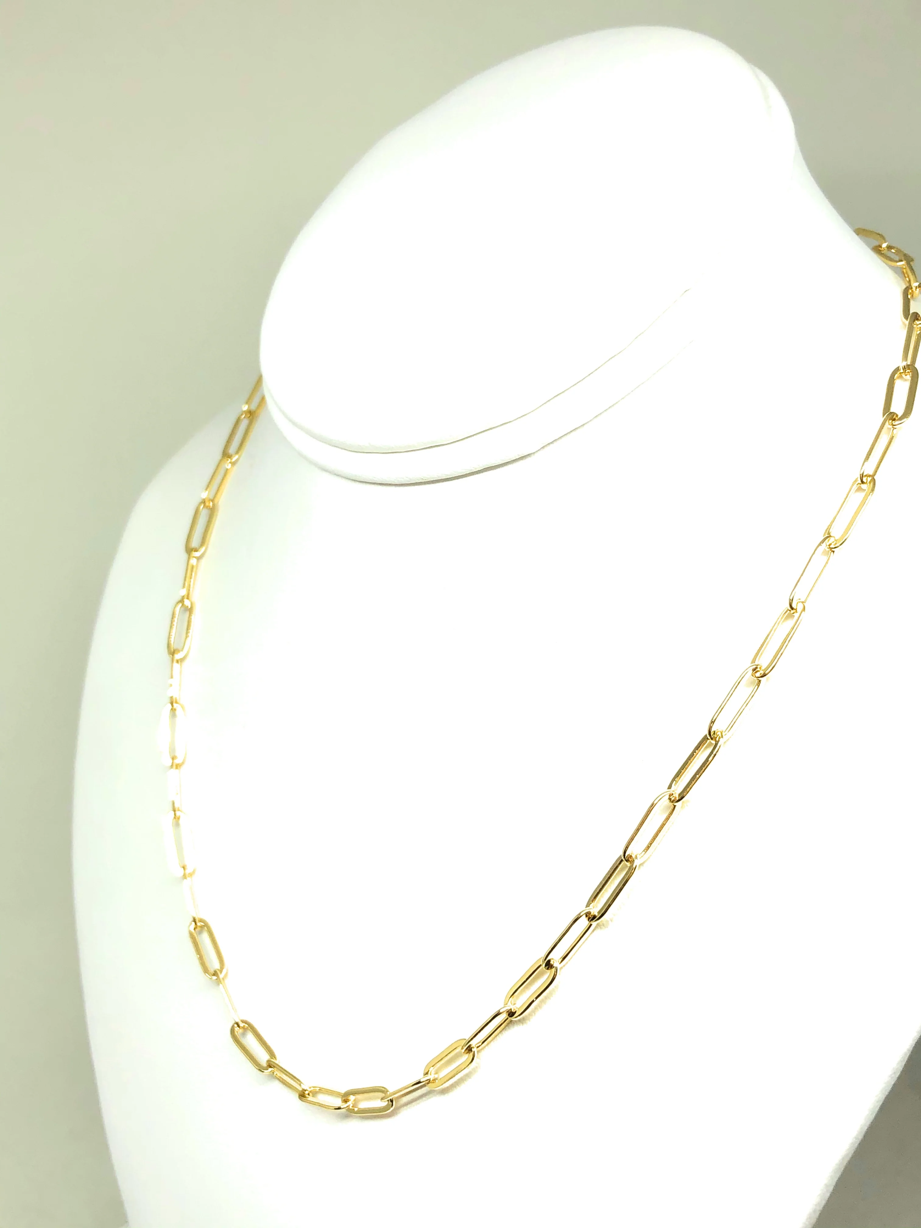 Gold Plated Paper Clip Chain Necklace 20-24 inch 4mm Width - Image 5