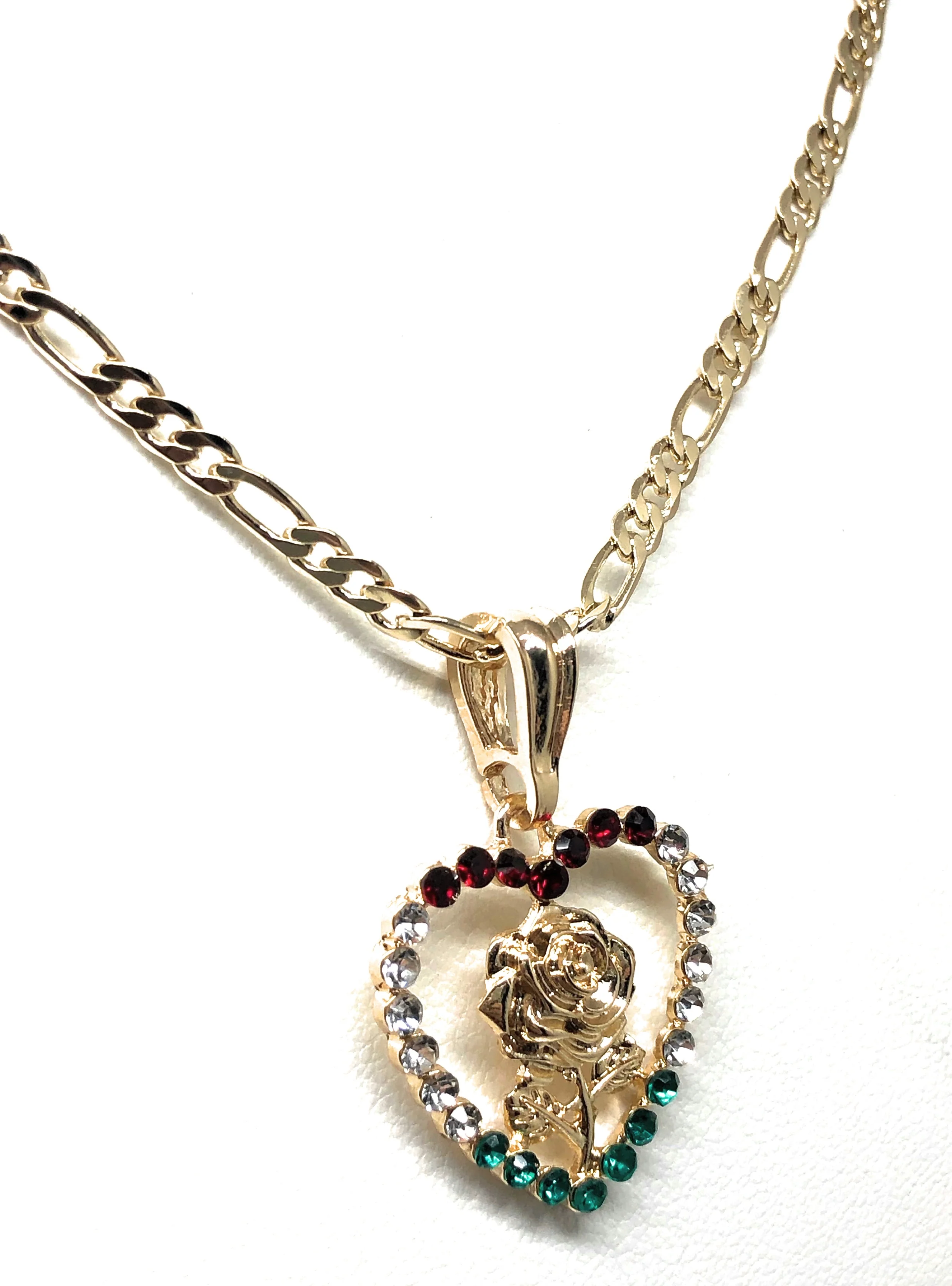Gold Plated Rose Heart CZ Pendant Necklace Chain 24” Flor Pendant - Image 6