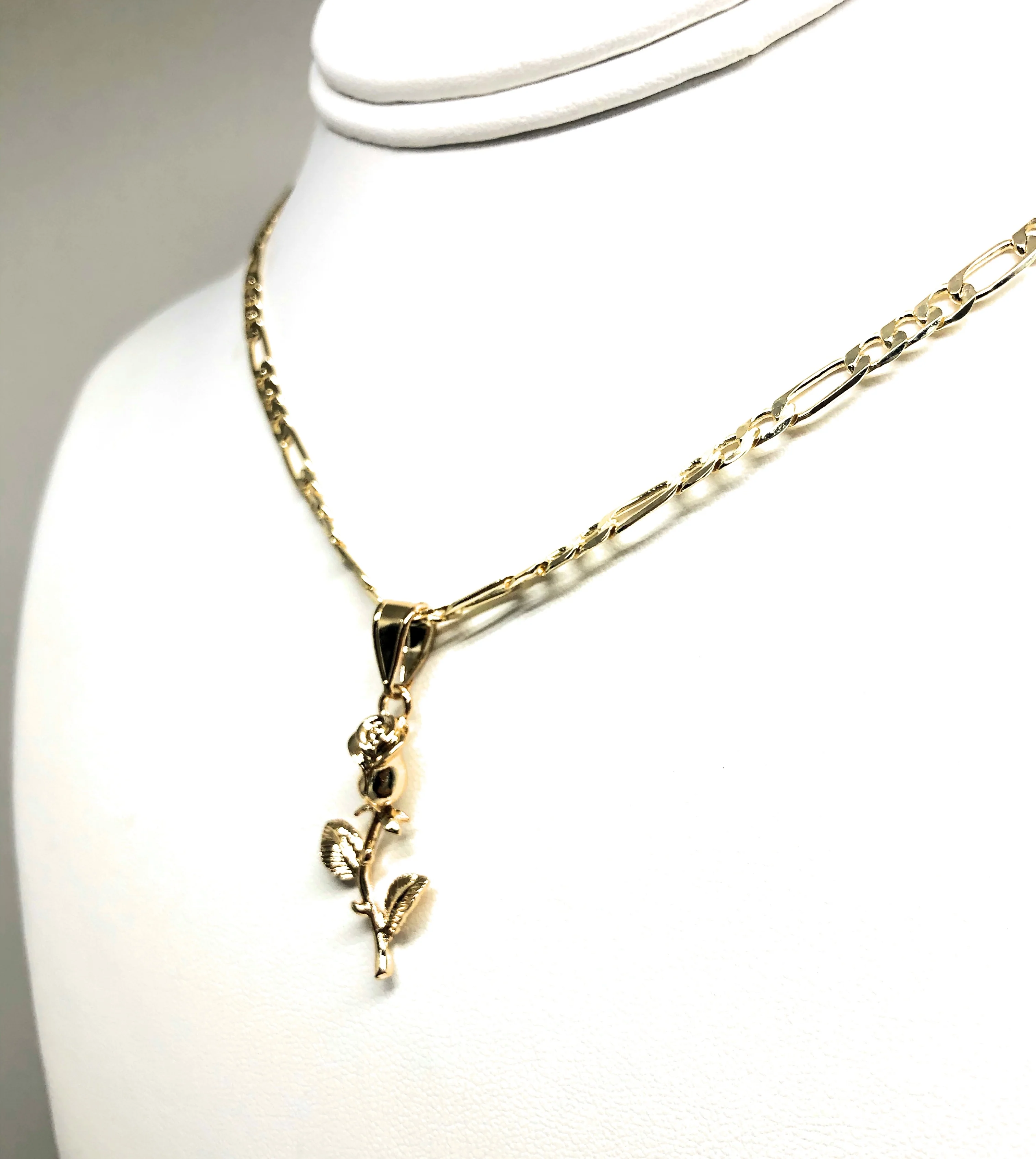 Gold Plated Rose Pendant Necklace Chain 24” Flor Pendant - Image 6