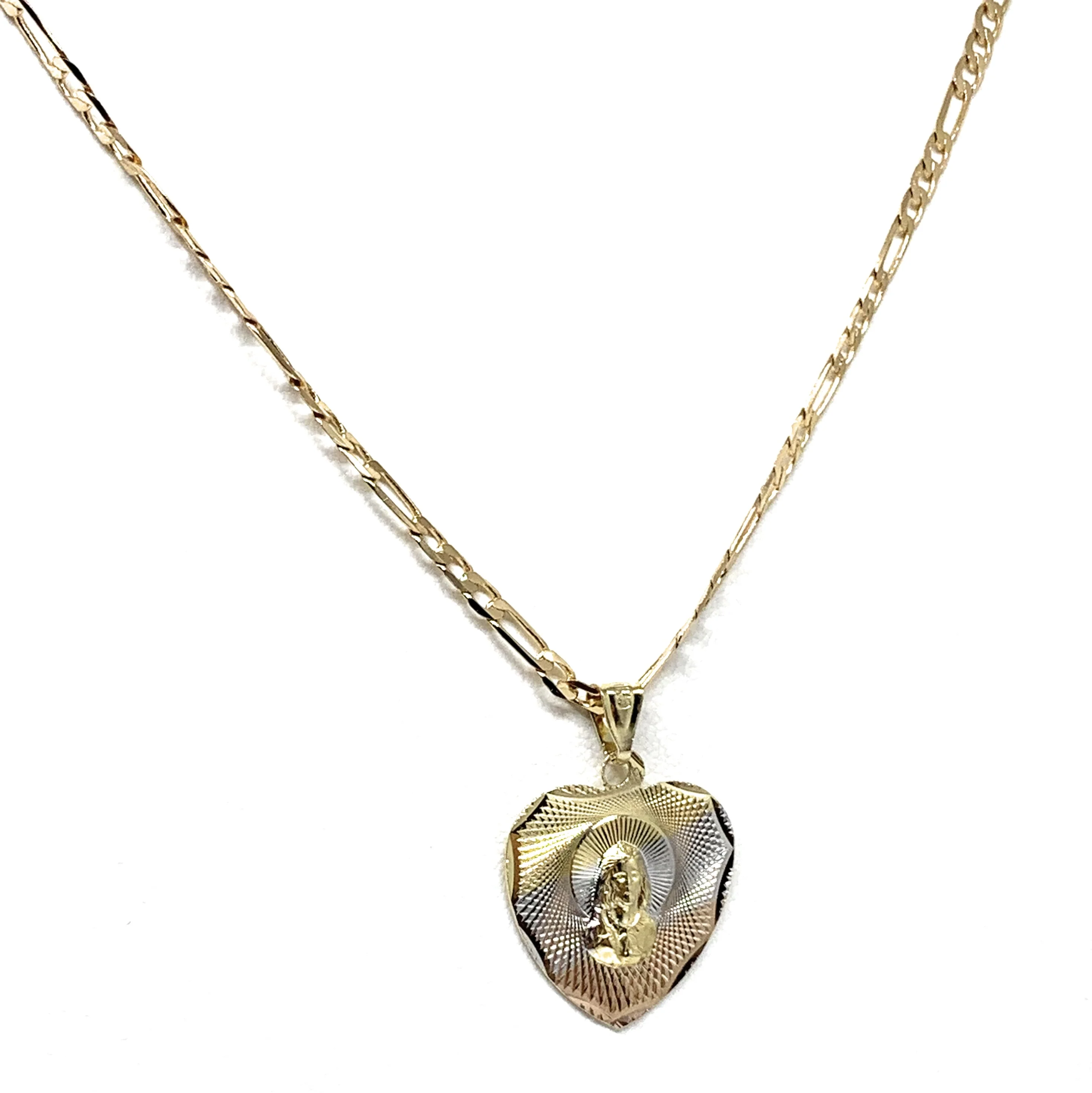 Gold Plated Saint Jude Pendant Laser Cut Pendant Necklace Figaro 24" San Judas Tadeo Medalla - Image 4