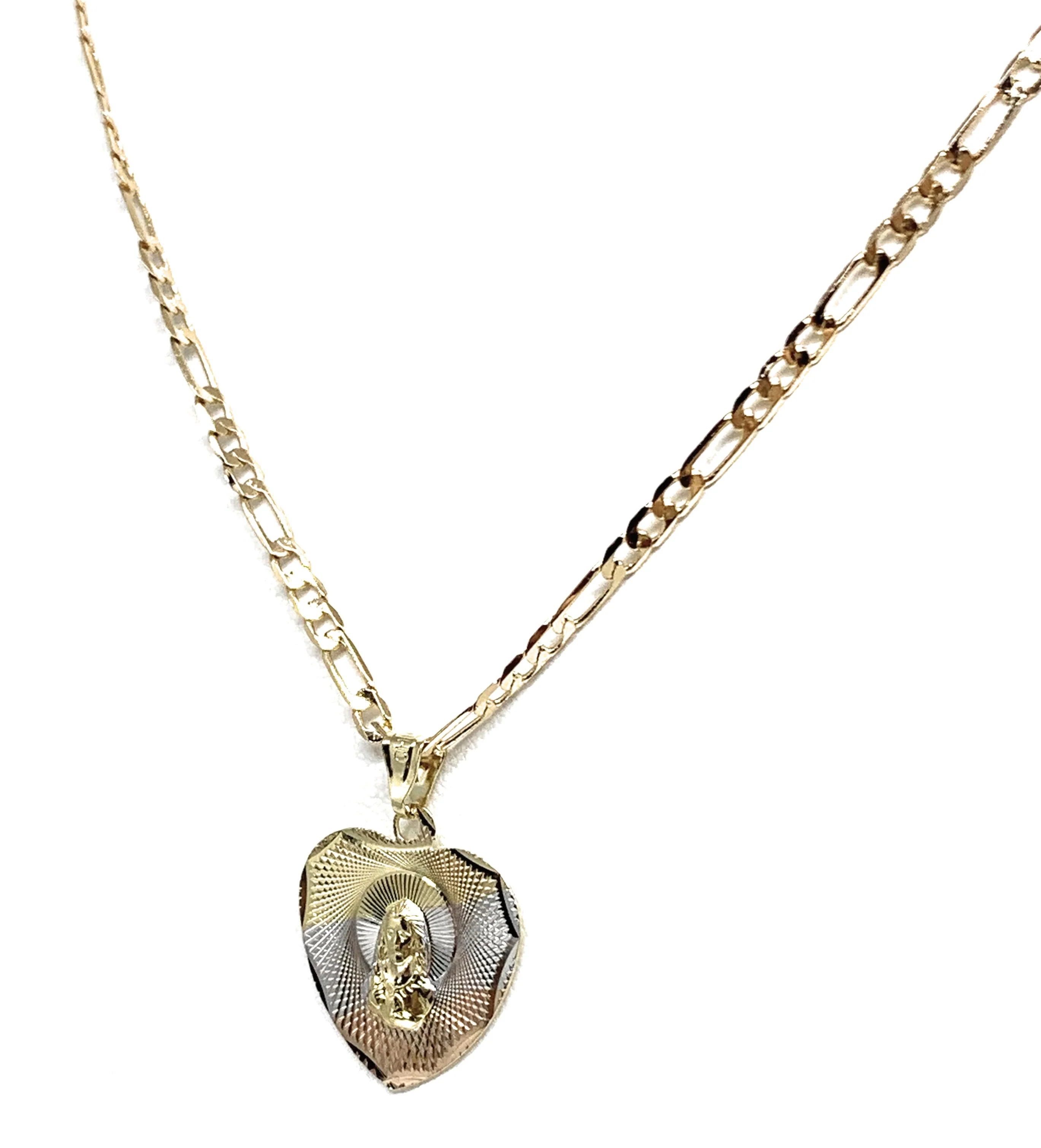 Gold Plated Saint Jude Pendant Laser Cut Pendant Necklace Figaro 24" San Judas Tadeo Medalla - Image 5