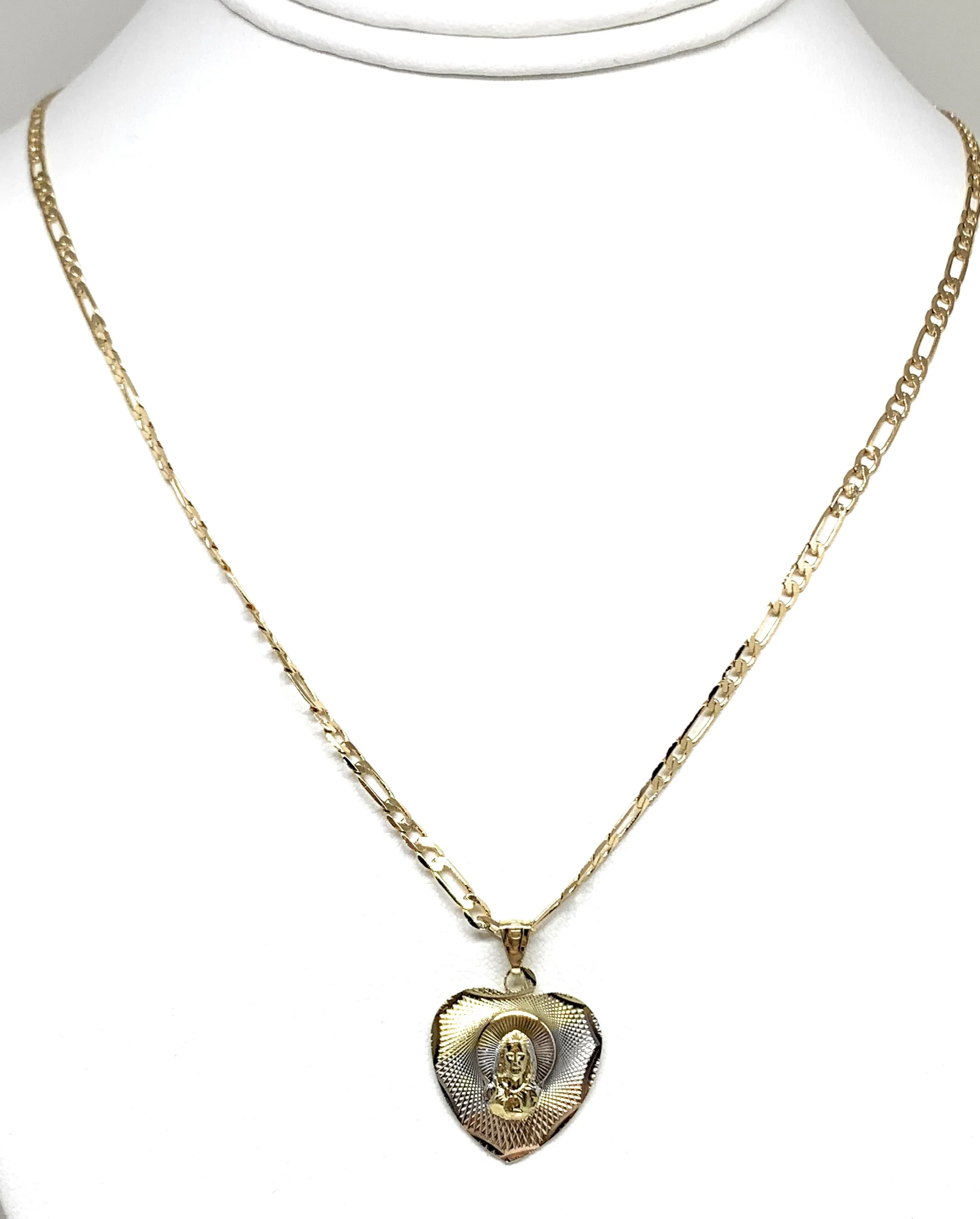 Gold Plated Saint Jude Pendant Laser Cut Pendant Necklace Figaro 24" San Judas Tadeo Medalla - Image 6