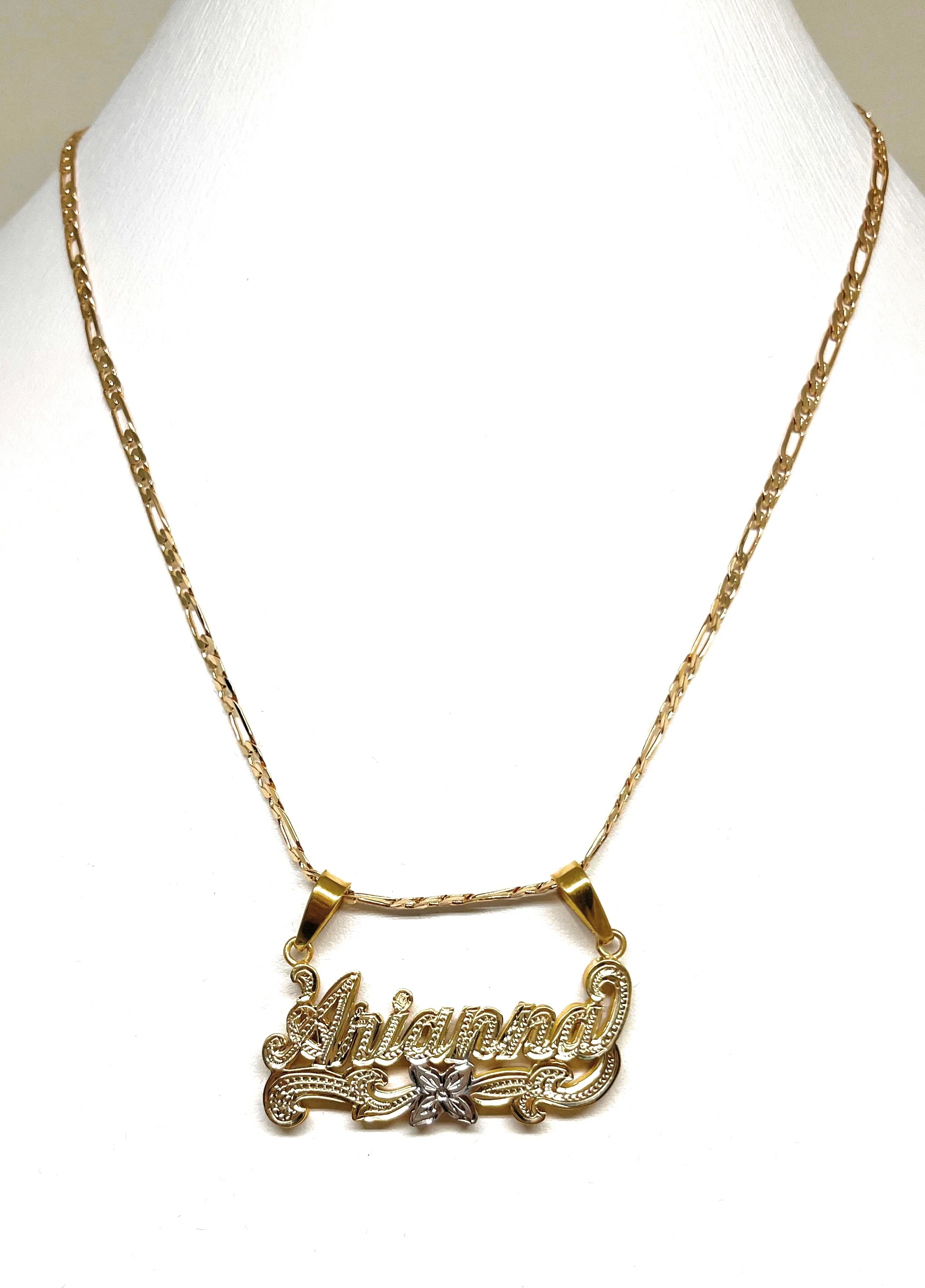 Gold Plated SILVER Custom 3D Double Name Illusion Nameplate Pendant Necklace with Chain Options - Image 2
