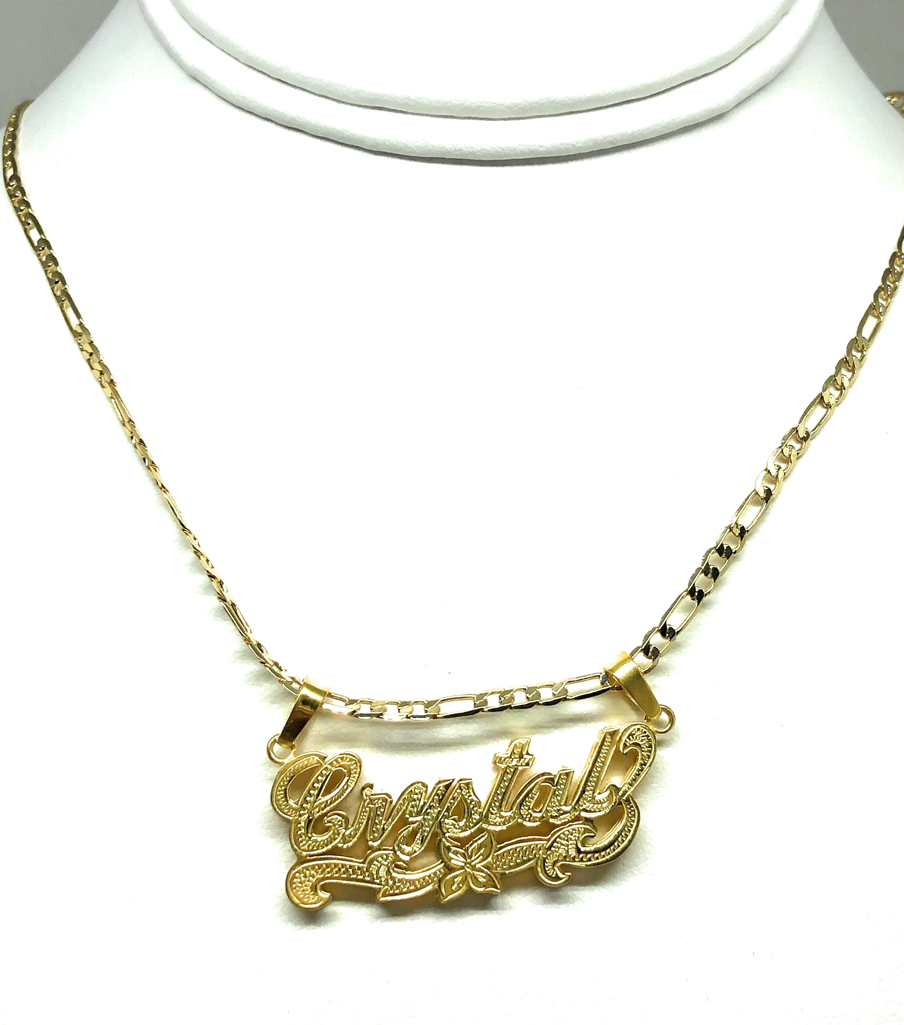 Gold Plated Silver CUSTOMIZED 3D ILLUSION DOUBLE CLASSIC Nameplate Necklace With Chain} - Image 5