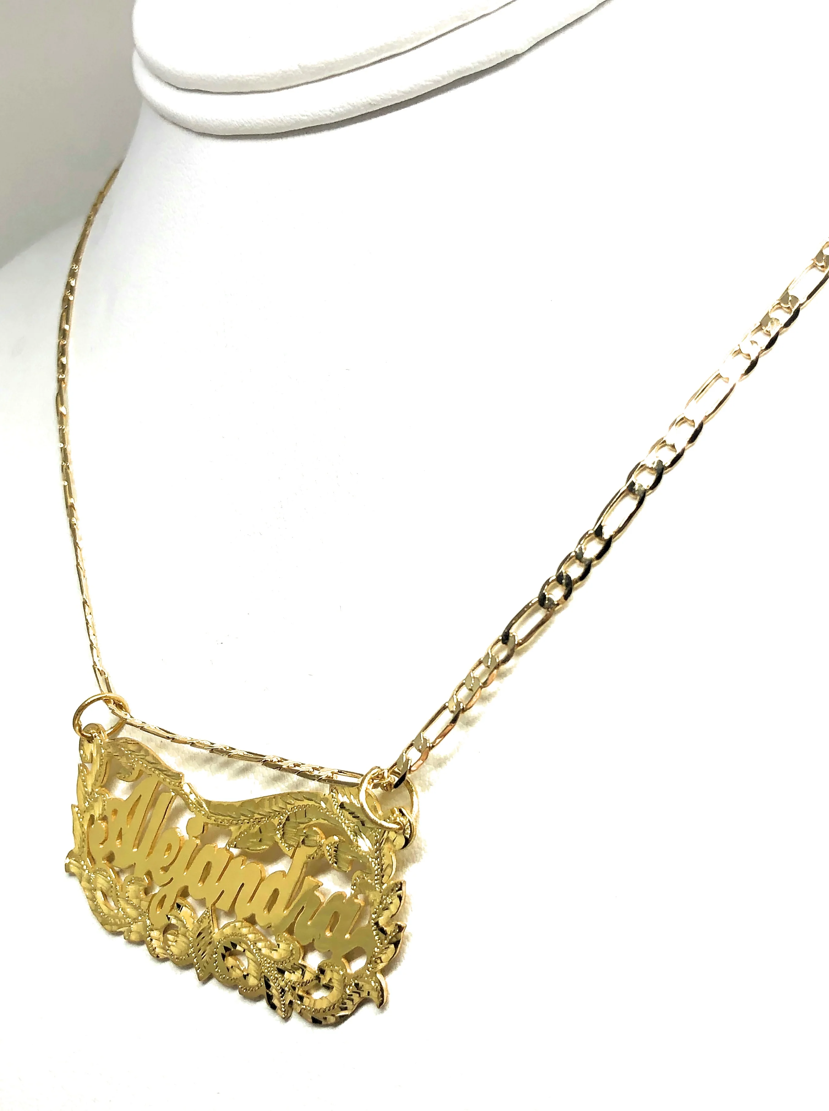 Gold Plated Silver CUSTOMIZED CURSIVE ELEGANT Nameplate Necklace With Chain - Image 6