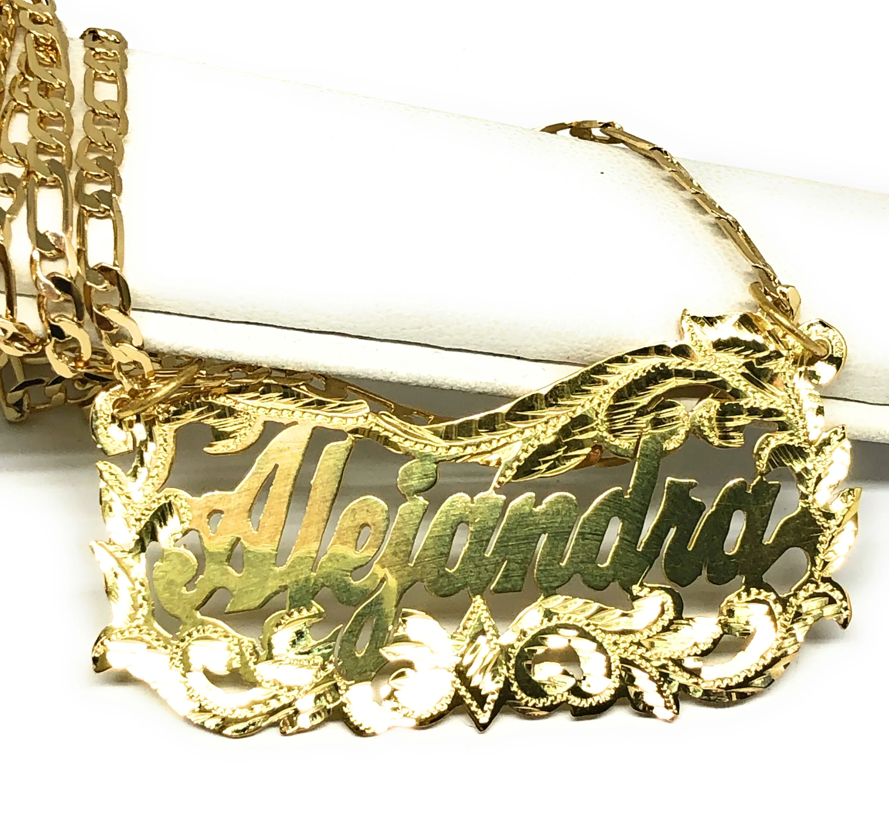 Gold Plated Silver CUSTOMIZED CURSIVE ELEGANT Nameplate Necklace With Chain - Image 7