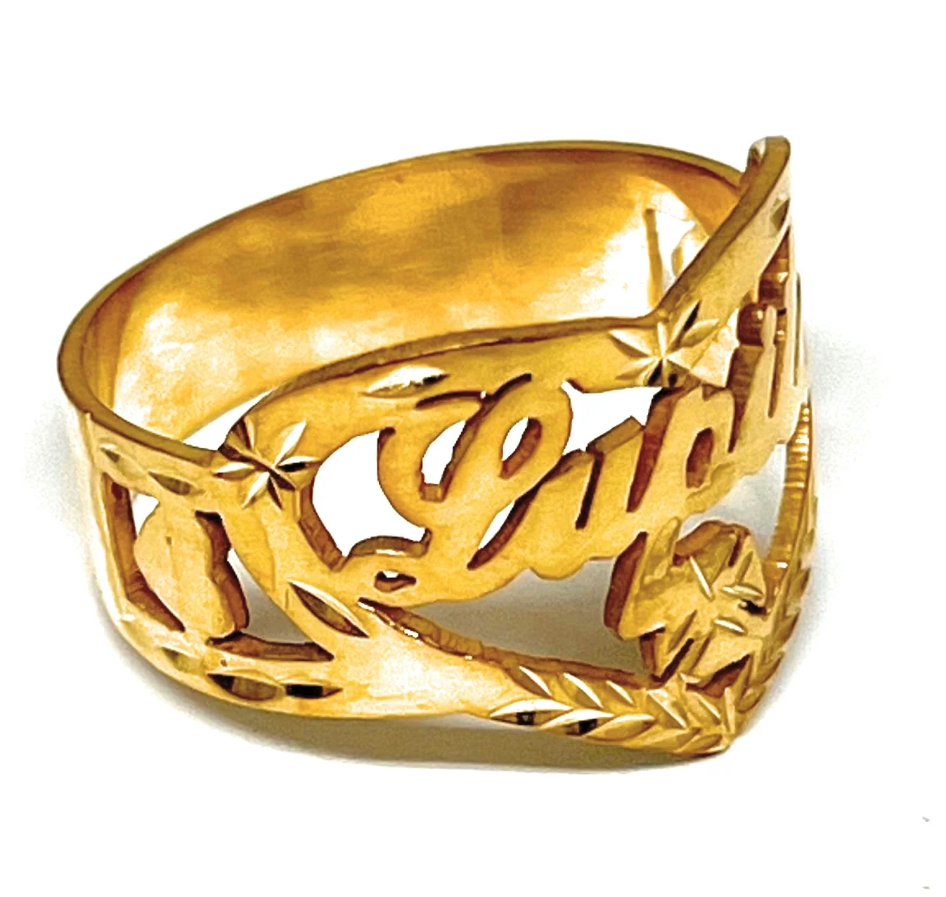 Gold Plated SILVER CUSTOMIZED Heart Name Ring - Image 2