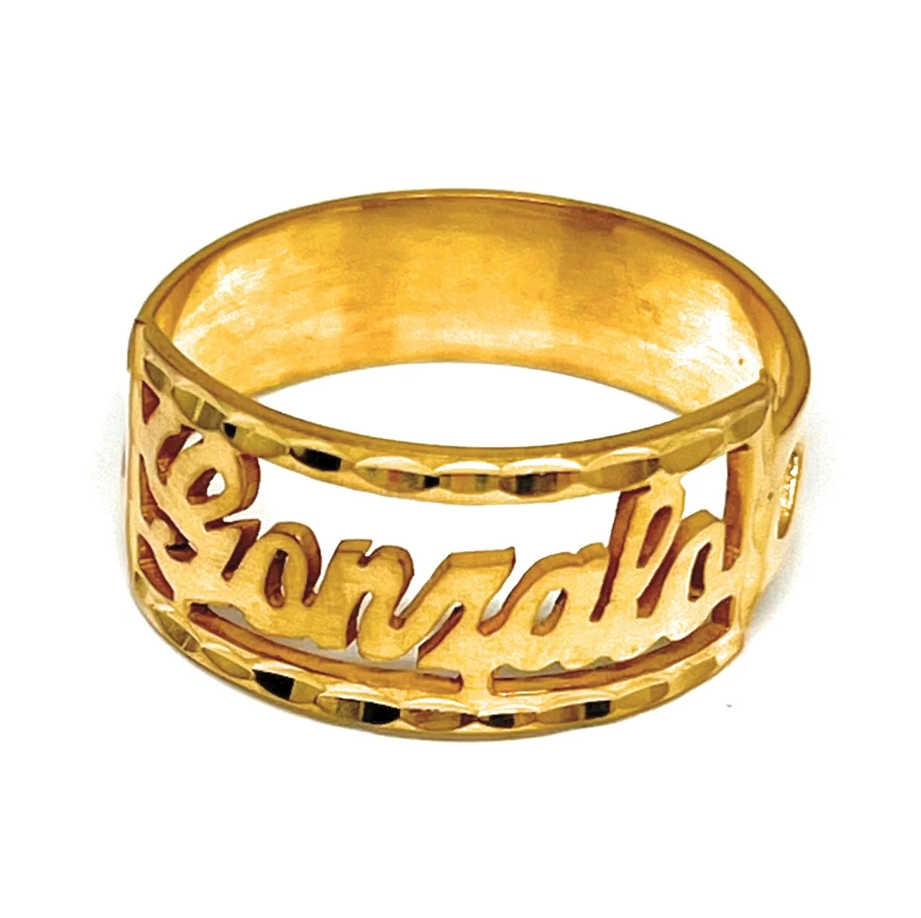 Gold Plated SILVER CUSTOMIZED Name Ring - Image 3
