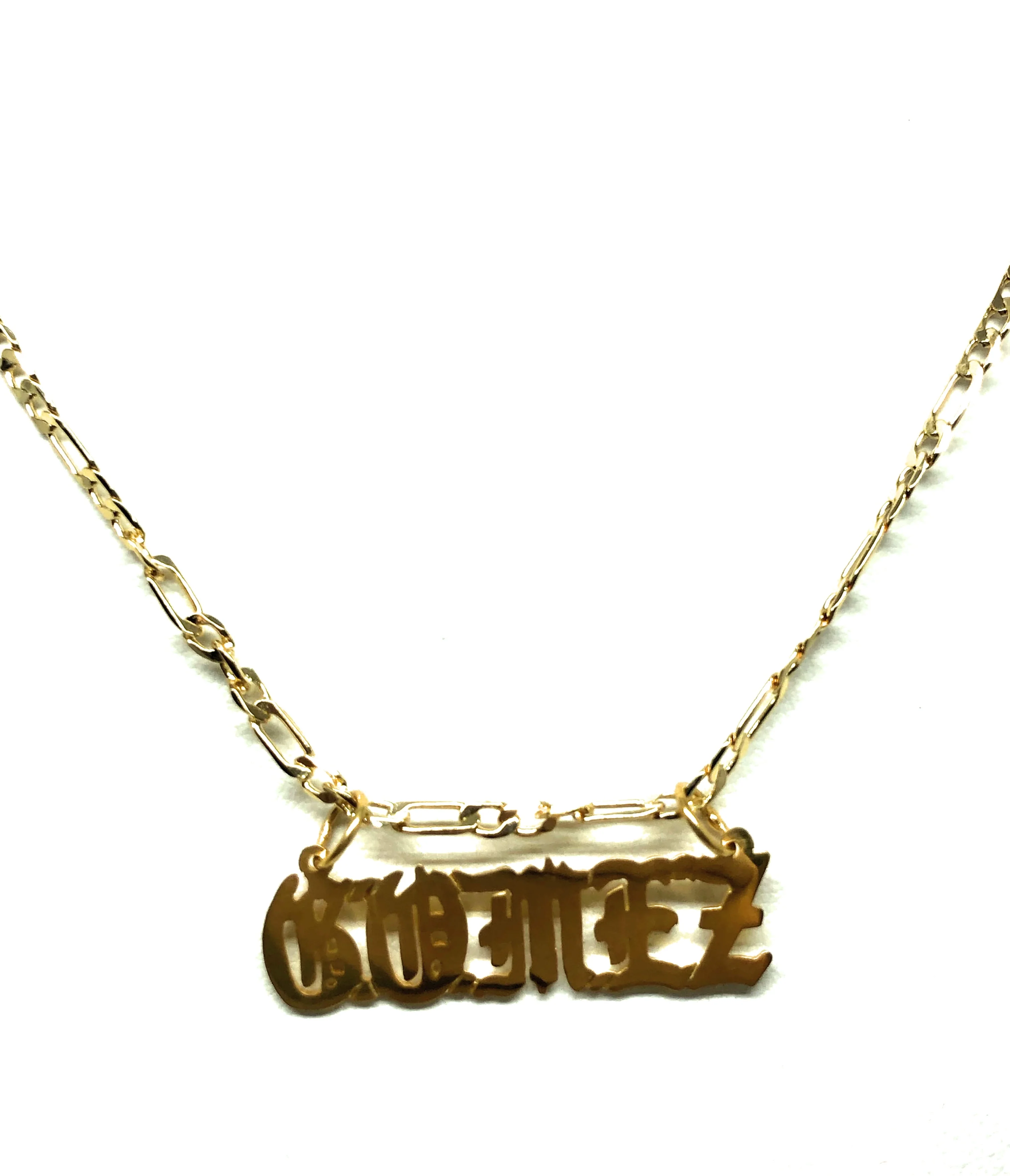 Gold Plated Silver CUSTOMIZED OLD ENGLISH Nameplate Necklace With Chain - Image 4