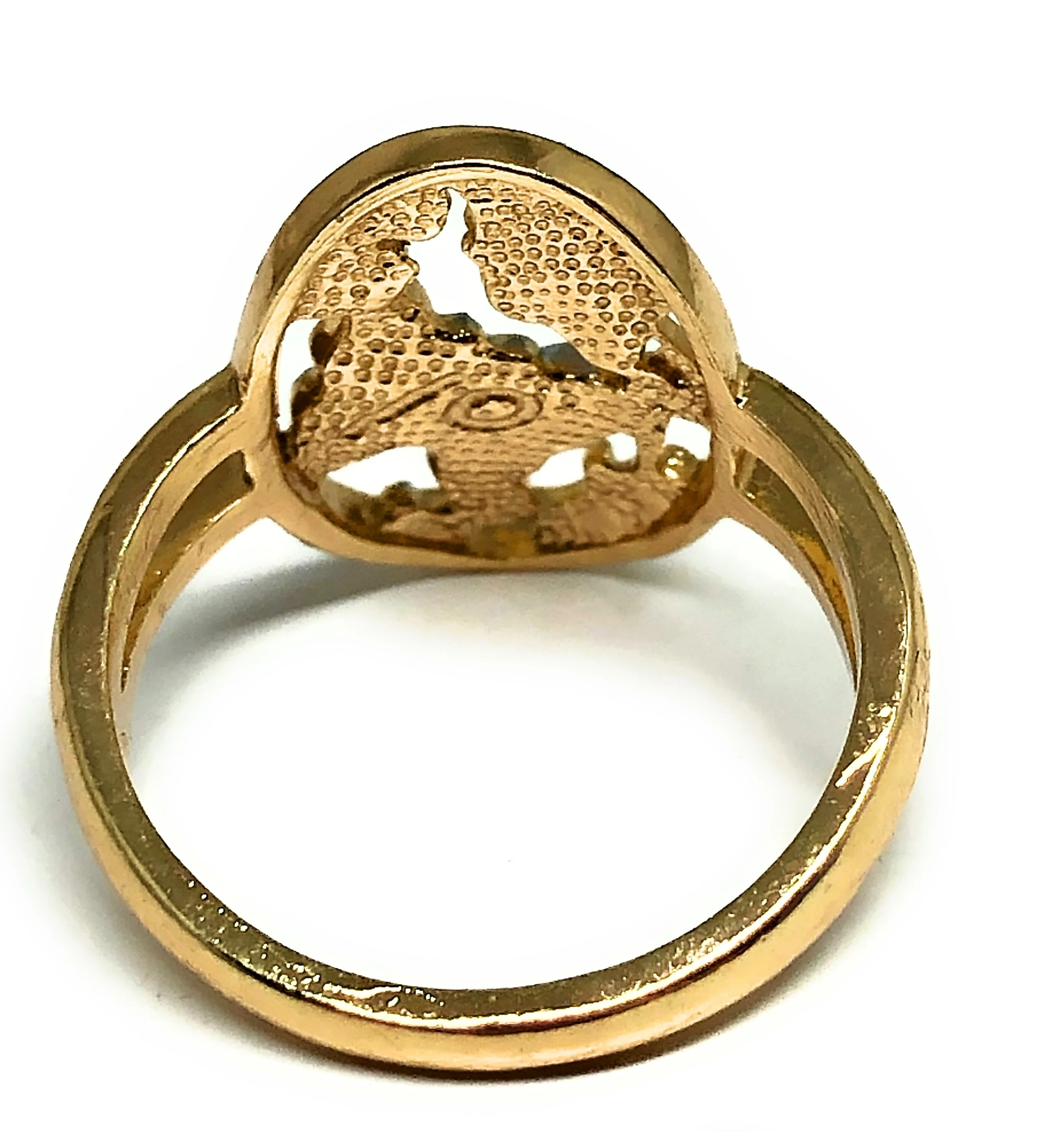 Gold Plated Tri-Color Butterfly Flower Ring Anillo - Image 3
