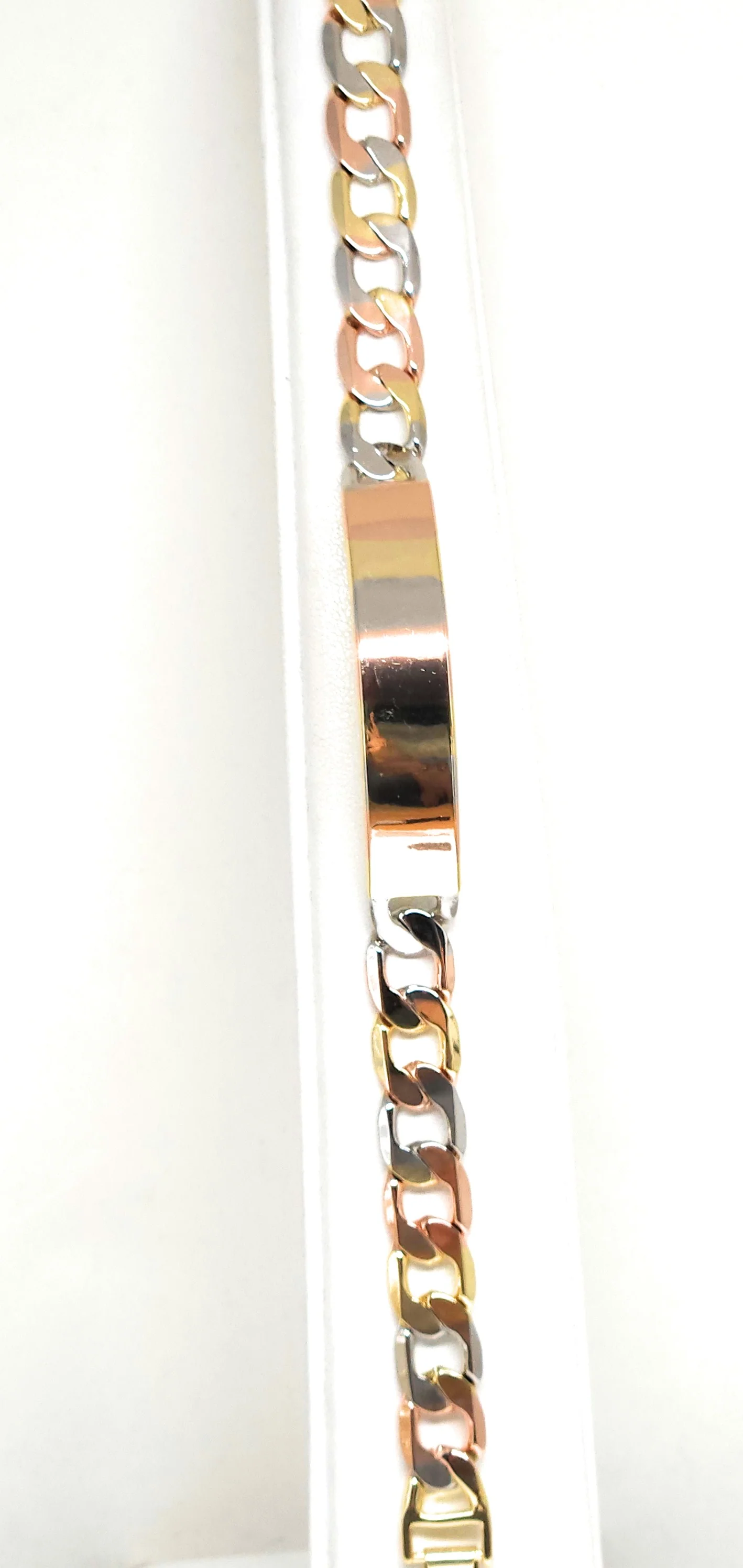 Gold Plated TRI-COLOR CUBAN LINK ID Bracelet 8” 10mm Width Esclava - Image 8