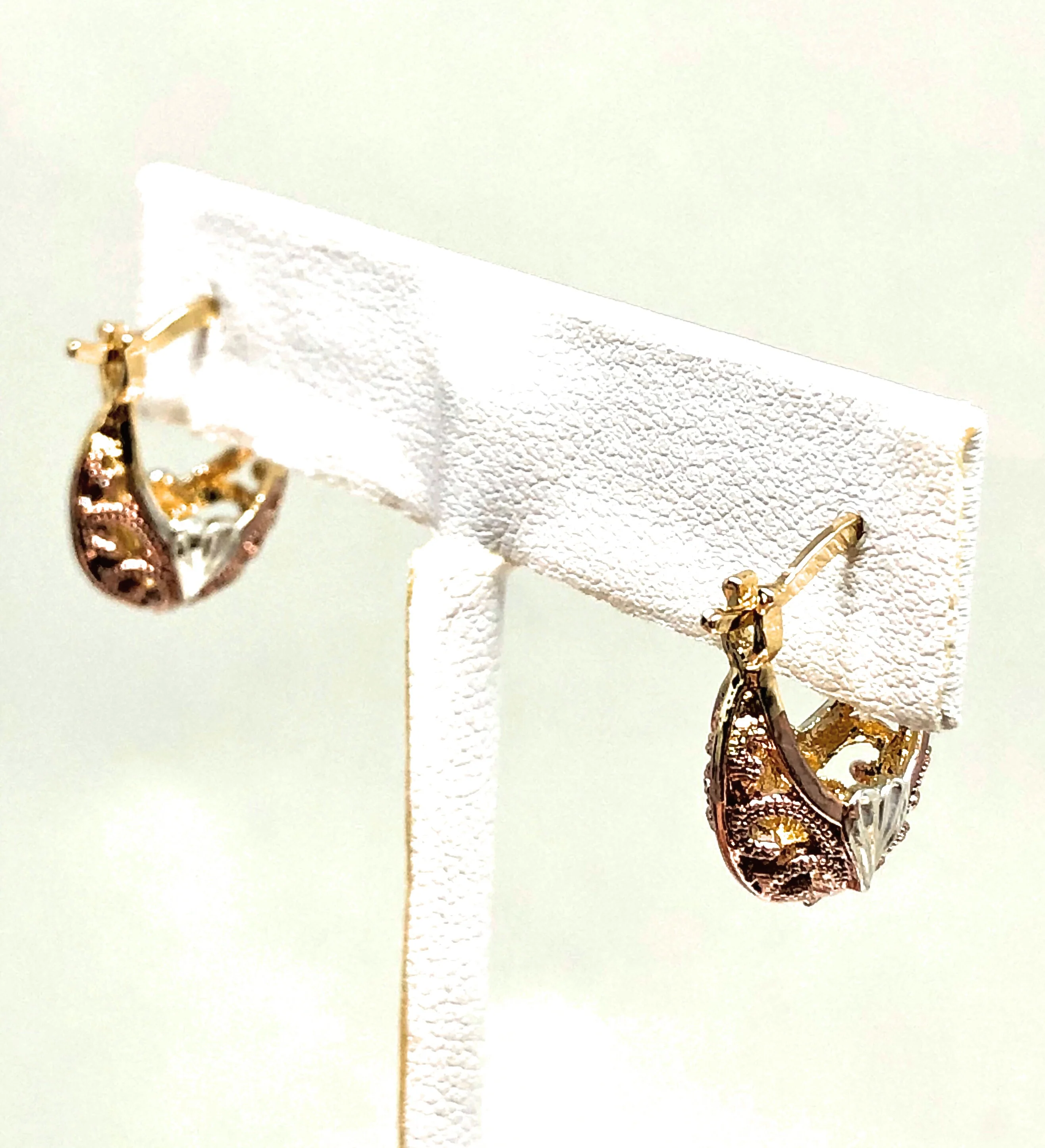 Gold Plated Tri-Color Kids Basket Earrings Aretes Canasta Tres Colores Para Ninos - Image 5