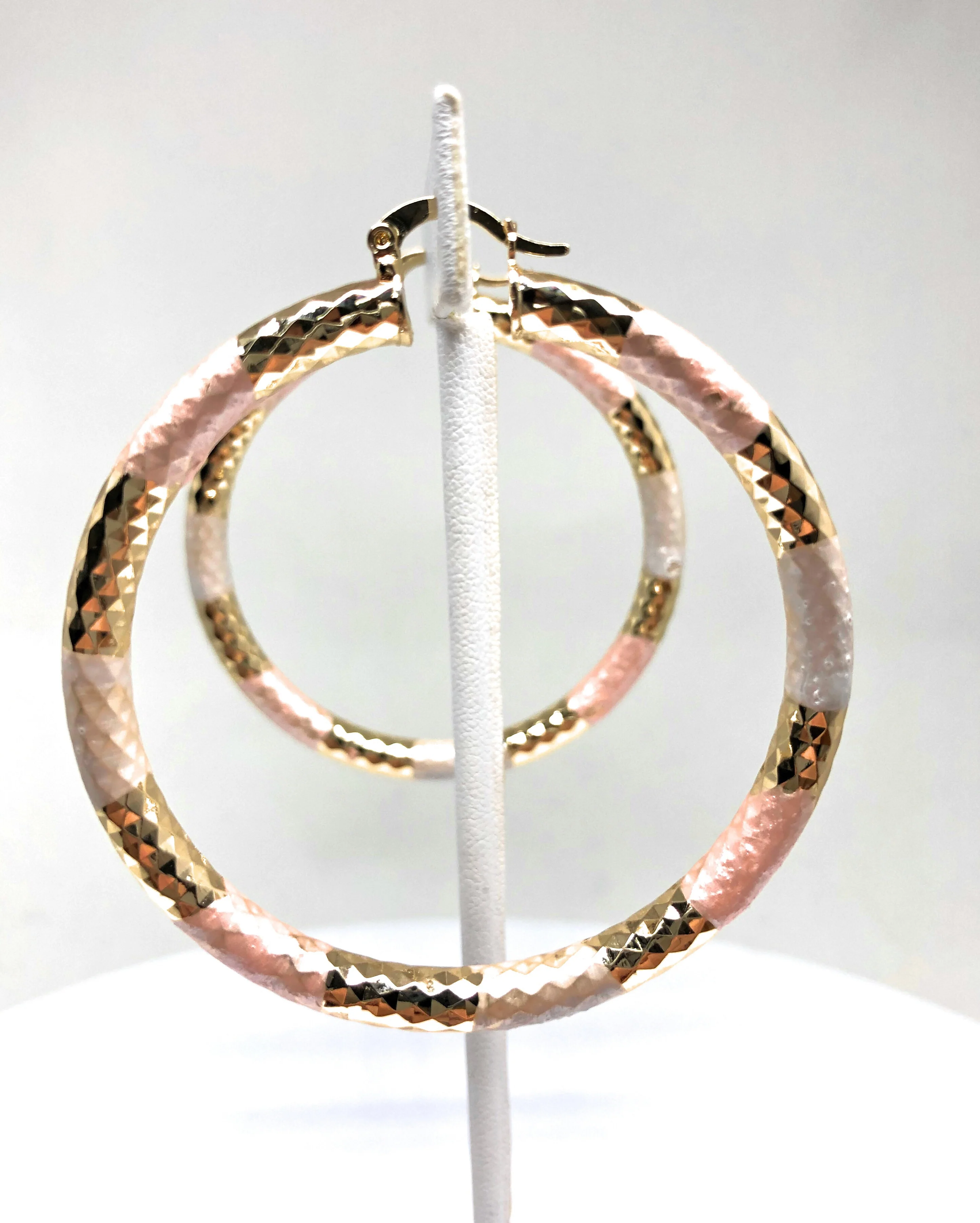 Gold Plated Tri-Color Tube Hoop Earrings Aretes Tubo Arracada Tres Colores - Image 4