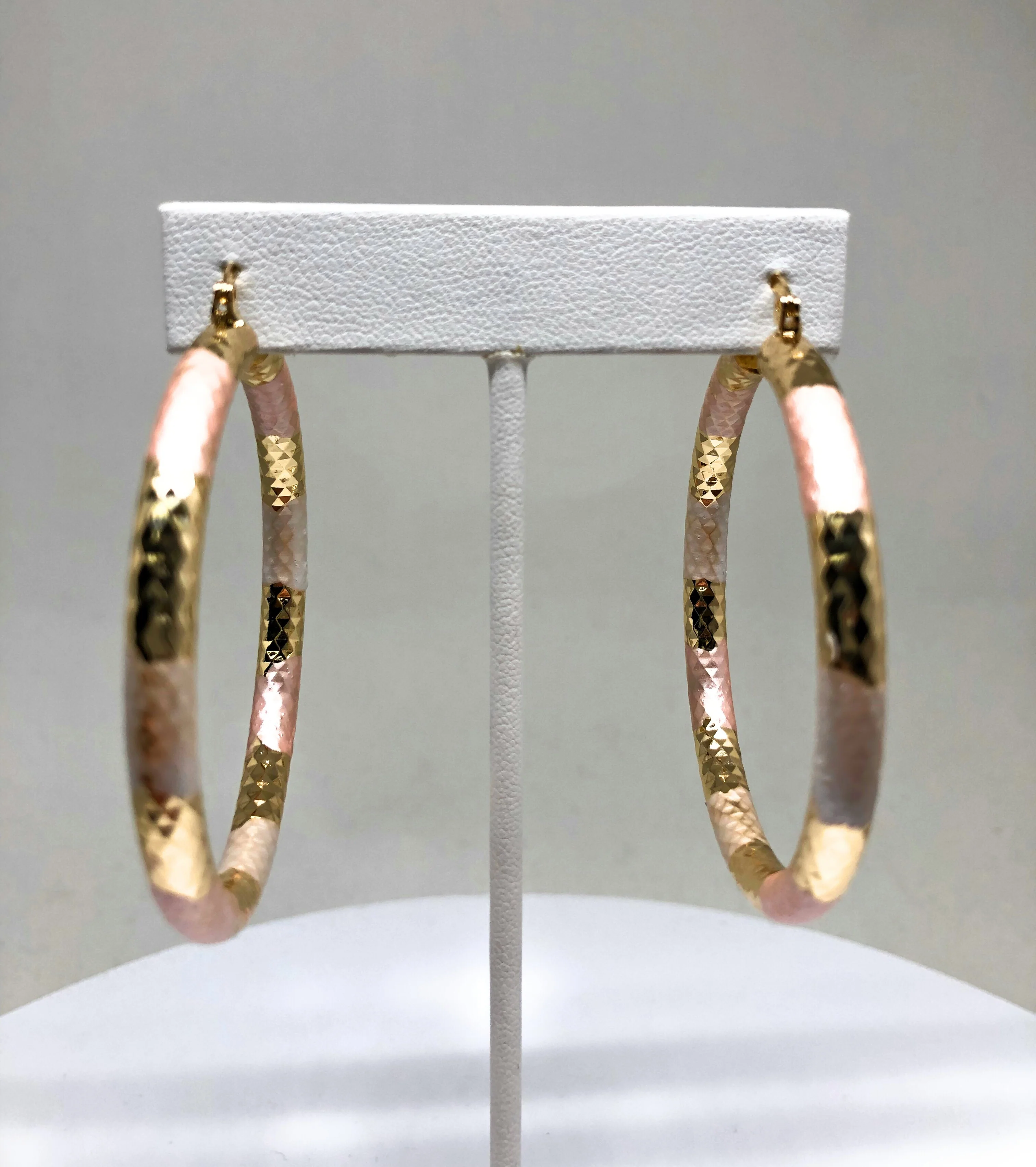 Gold Plated Tri-Color Tube Hoop Earrings Aretes Tubo Arracada Tres Colores - Image 5