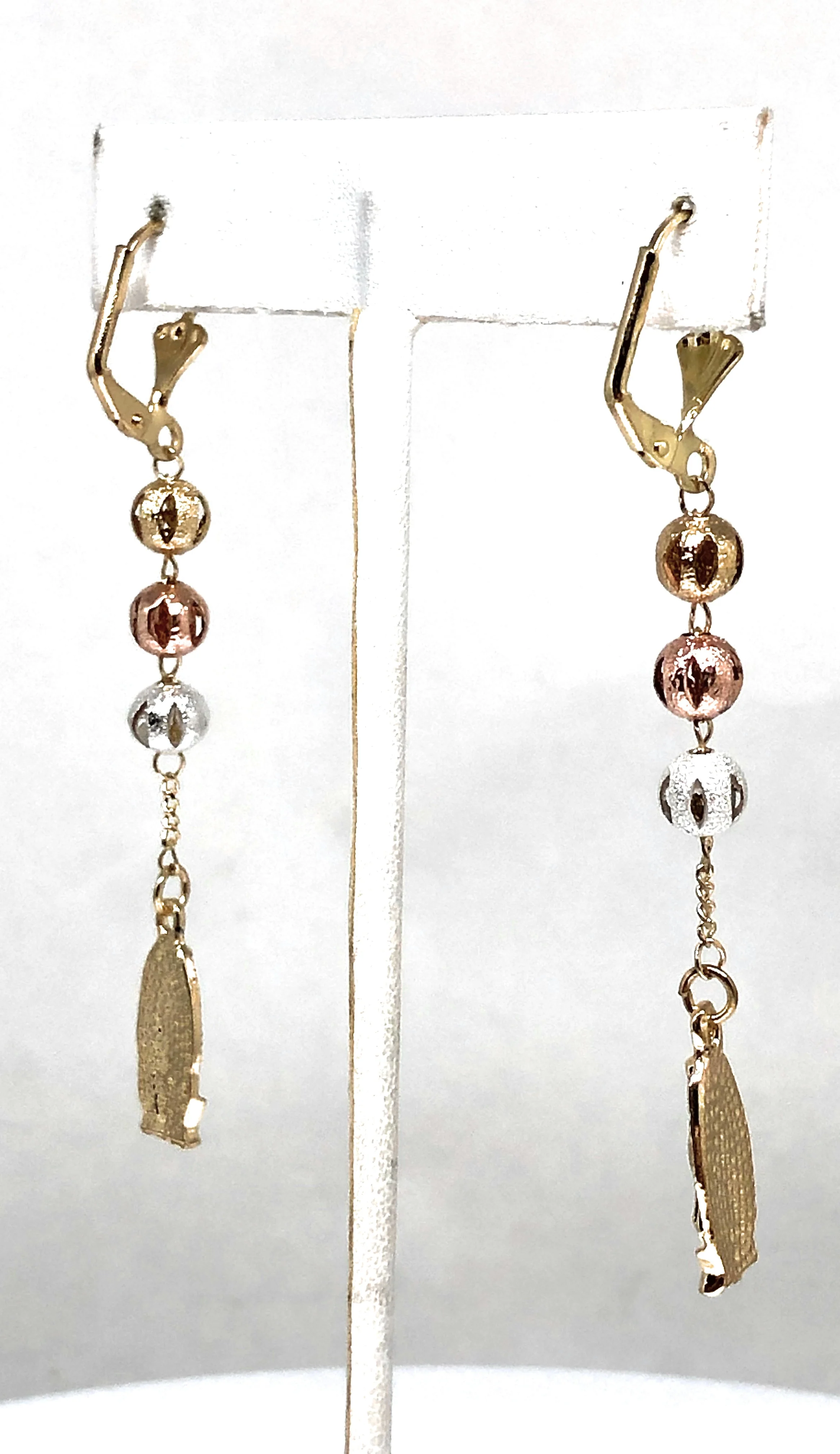Gold Plated Tri Color Virgin Mary Dangle Earrings Aretes Virgen De Guadalupe - Image 5