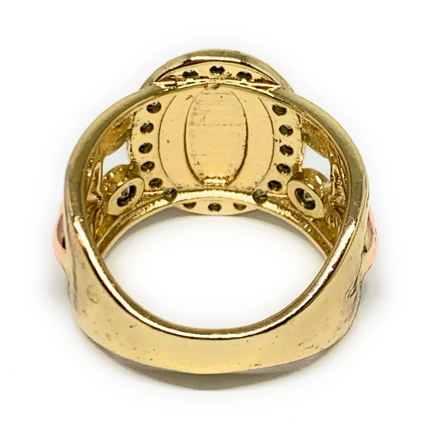 Gold Plated Tri-Color Virgin Mary Elephant CZ Ring Virgen De Guadalupe Anillo - Image 3