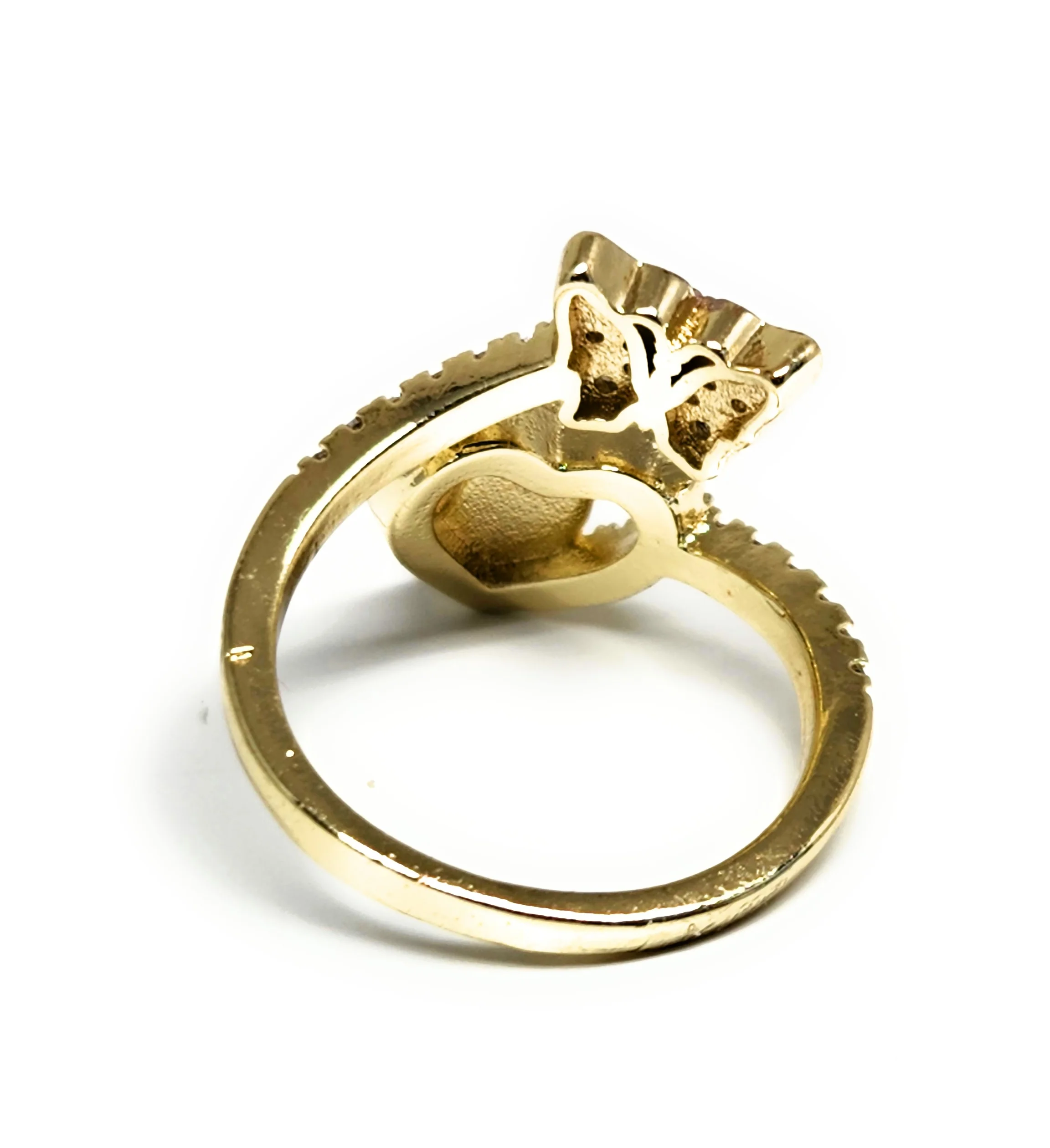 Gold Plated Tri-Color Virgin Mary HEART & BUTTERFLY CZ Ring Virgen Guadalupe Anillo Adjustable - Image 2