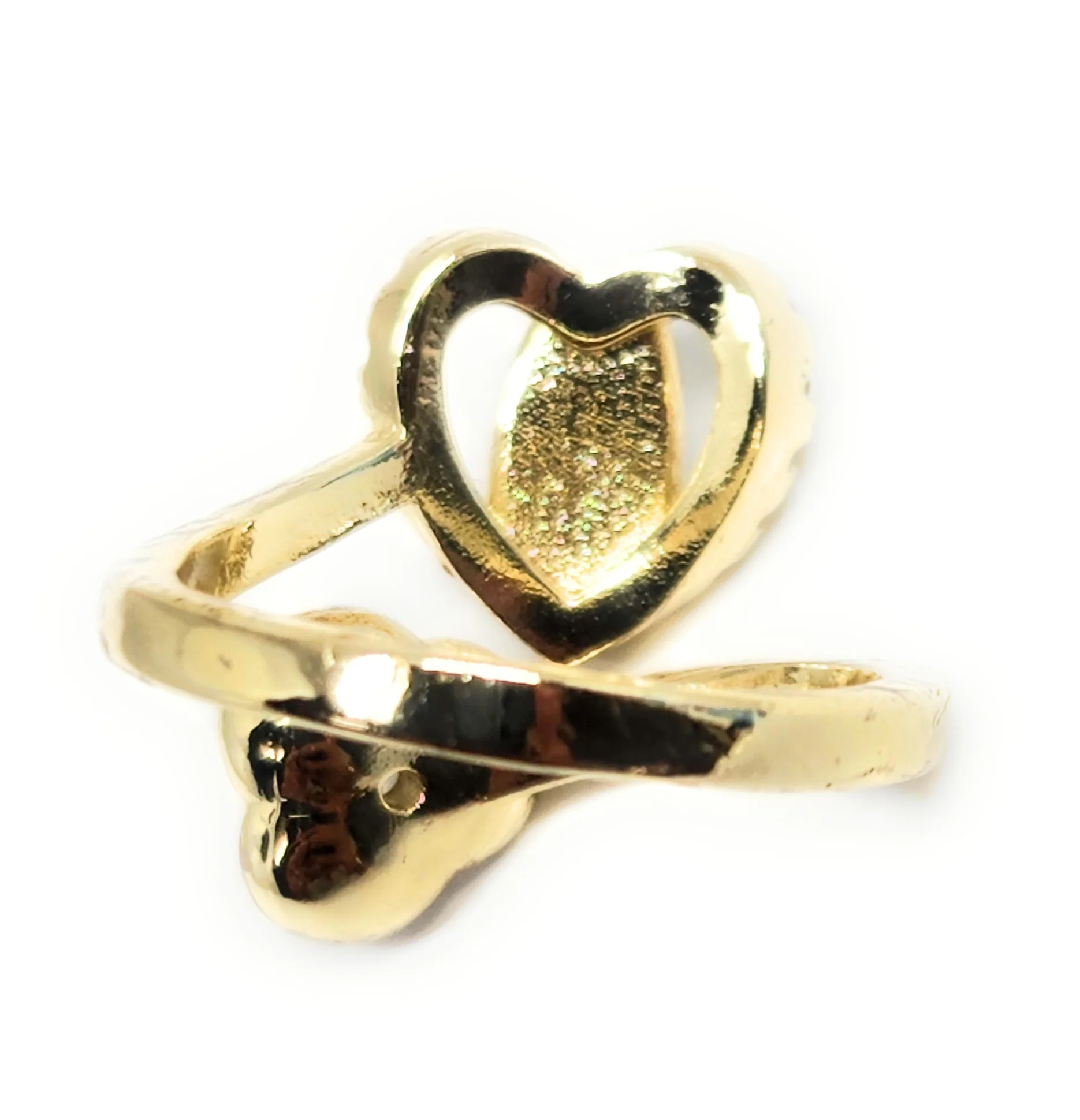 Gold Plated Tri-Color Virgin Mary HEART & FLOWER CZ Ring Virgen Guadalupe Anillo Adjustable - Image 3