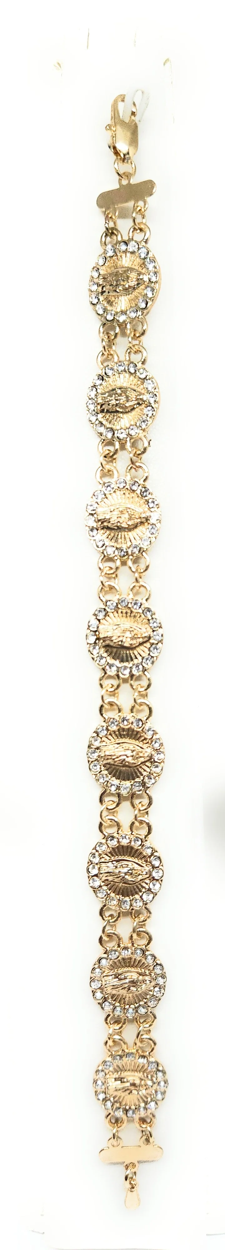 Gold Plated Virgin Mary CZ Bracelet Virgen Guadalupe Pulsera 8” - Image 2