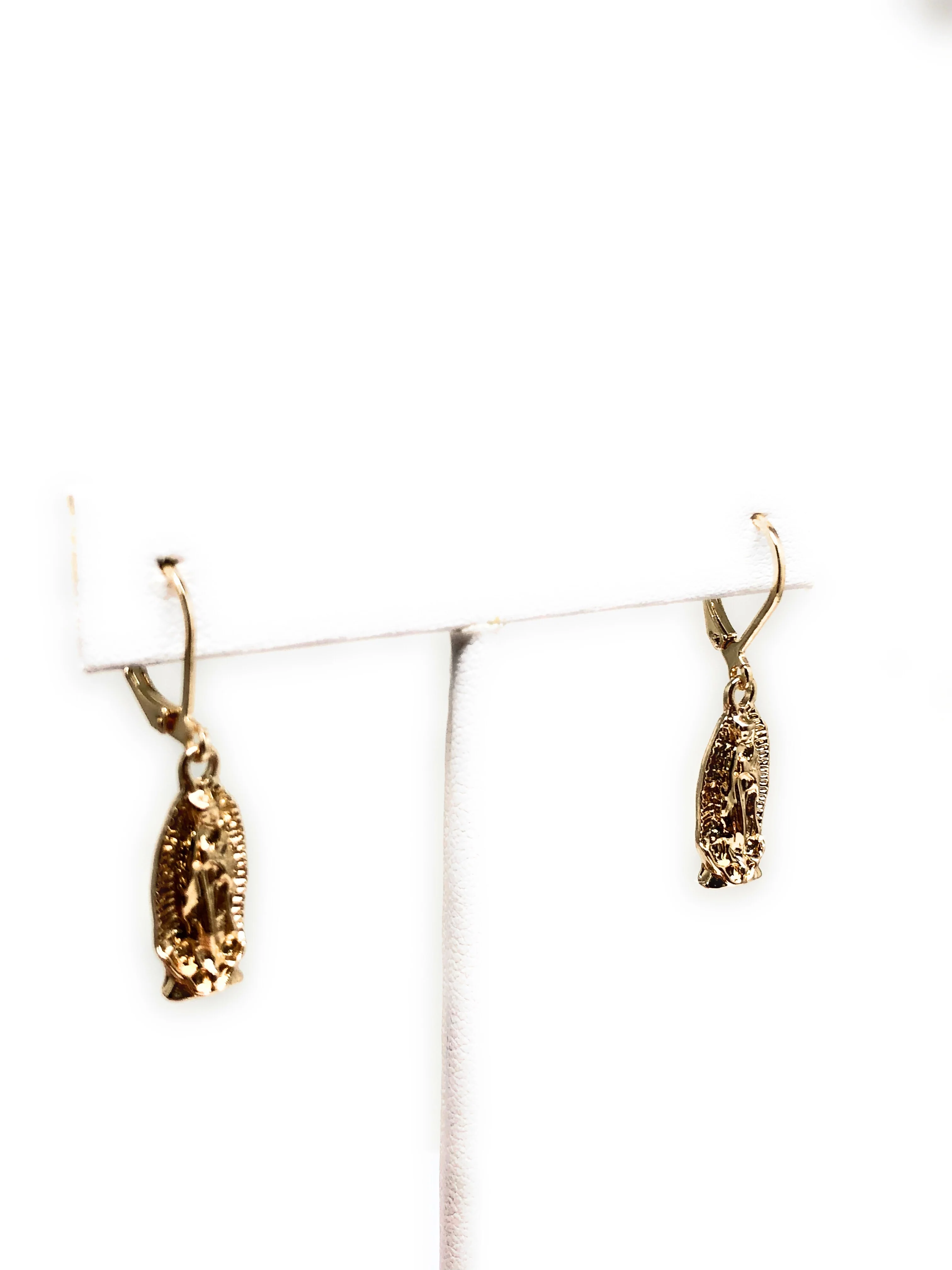 Gold Plated Virgin Mary Earrings Aretes Oro Laminado Virgen De Guadalupe - Image 4