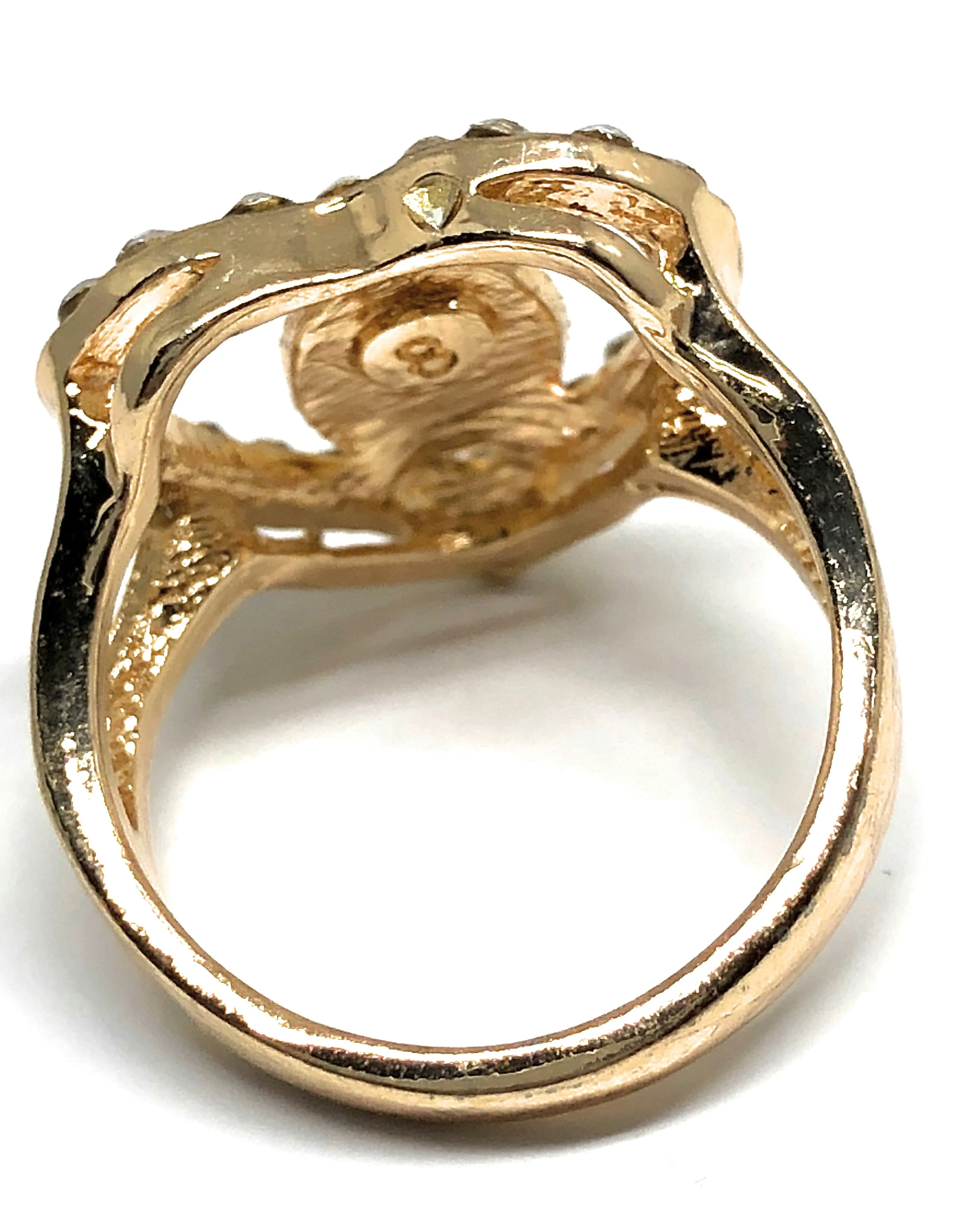 Gold Plated Virgin Mary Heart White Stone  Ring Virgen De Guadalupe Anillo Corazón - Image 3