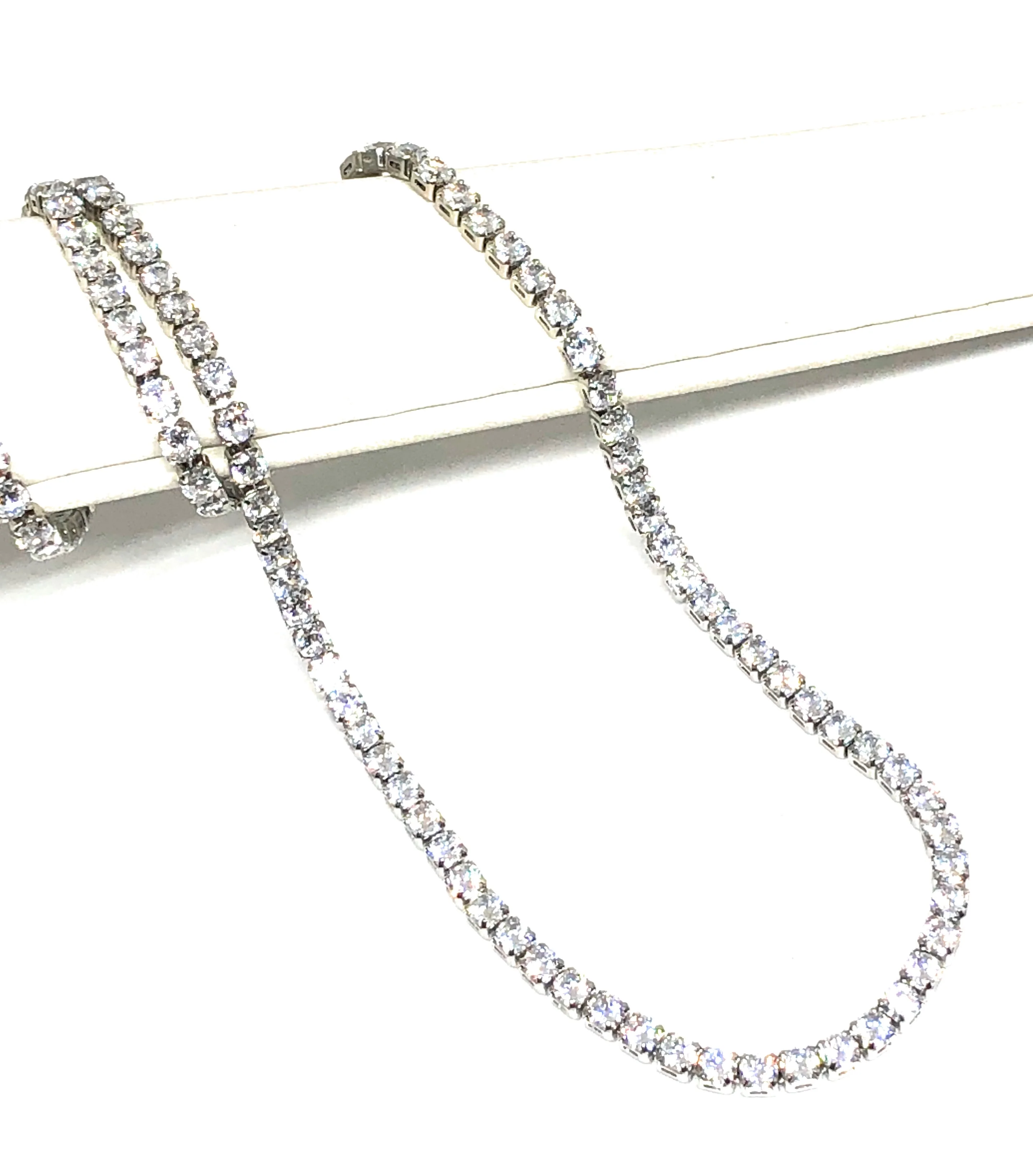 Gold Plated (White) Cubic Zirconia Tennis Chain 18 inch 3mm - Image 2