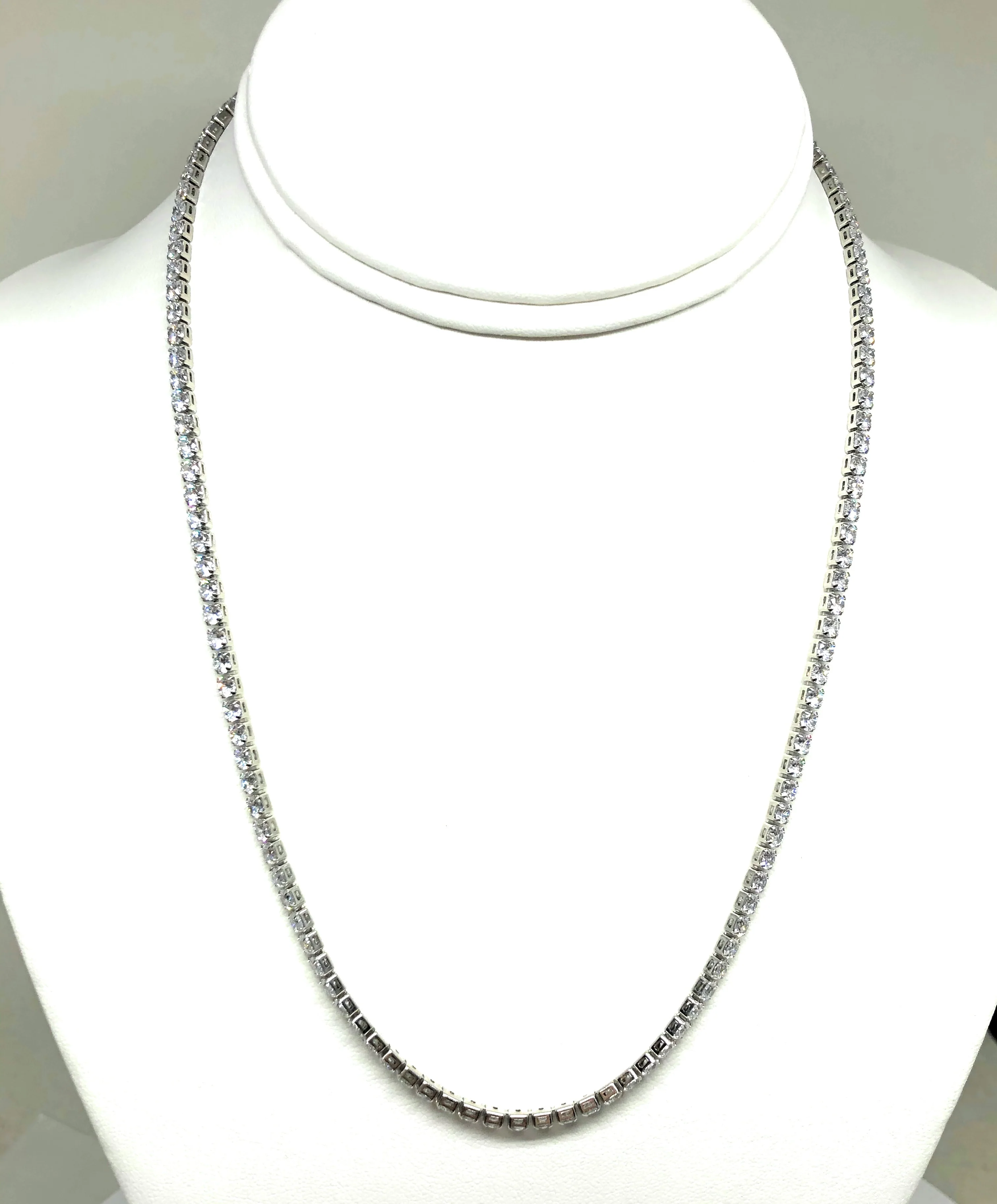 Gold Plated (White) Cubic Zirconia Tennis Chain 18 inch 3mm - Image 3
