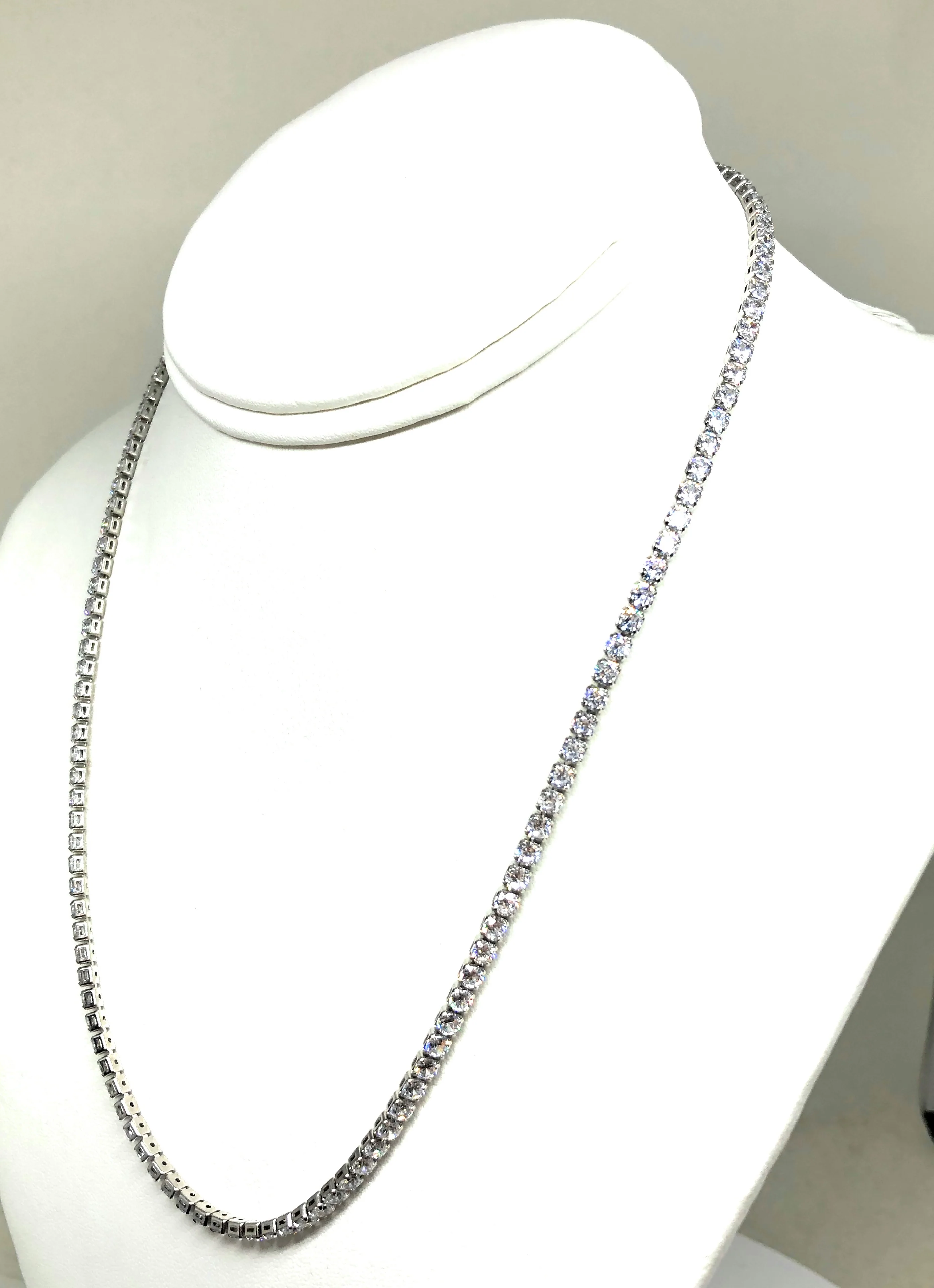 Gold Plated (White) Cubic Zirconia Tennis Chain 18 inch 3mm - Image 5