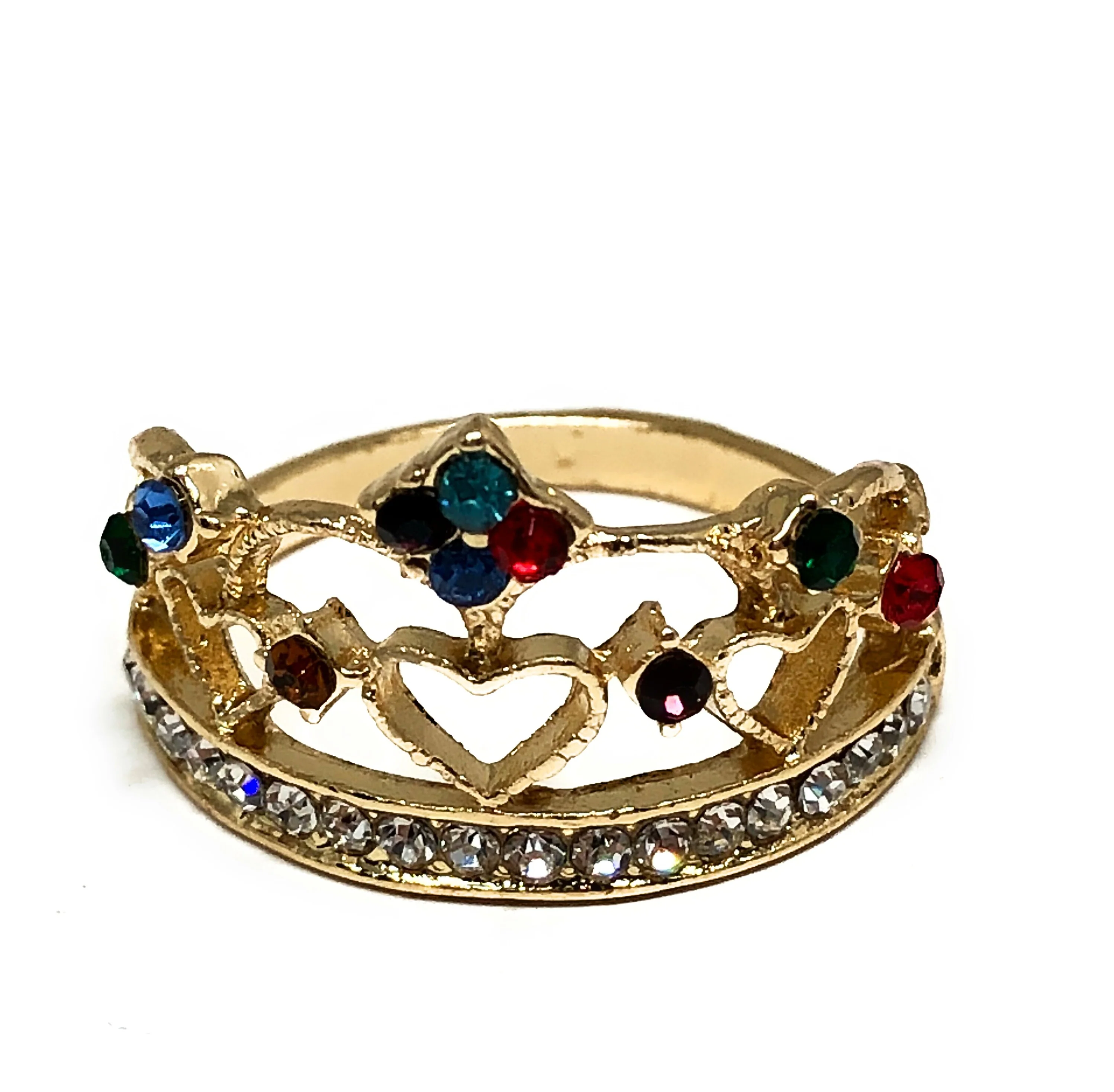 Gold Plated Women’s Queen Crown Ring with Multi-Color Stones Anillo Corona - Image 4