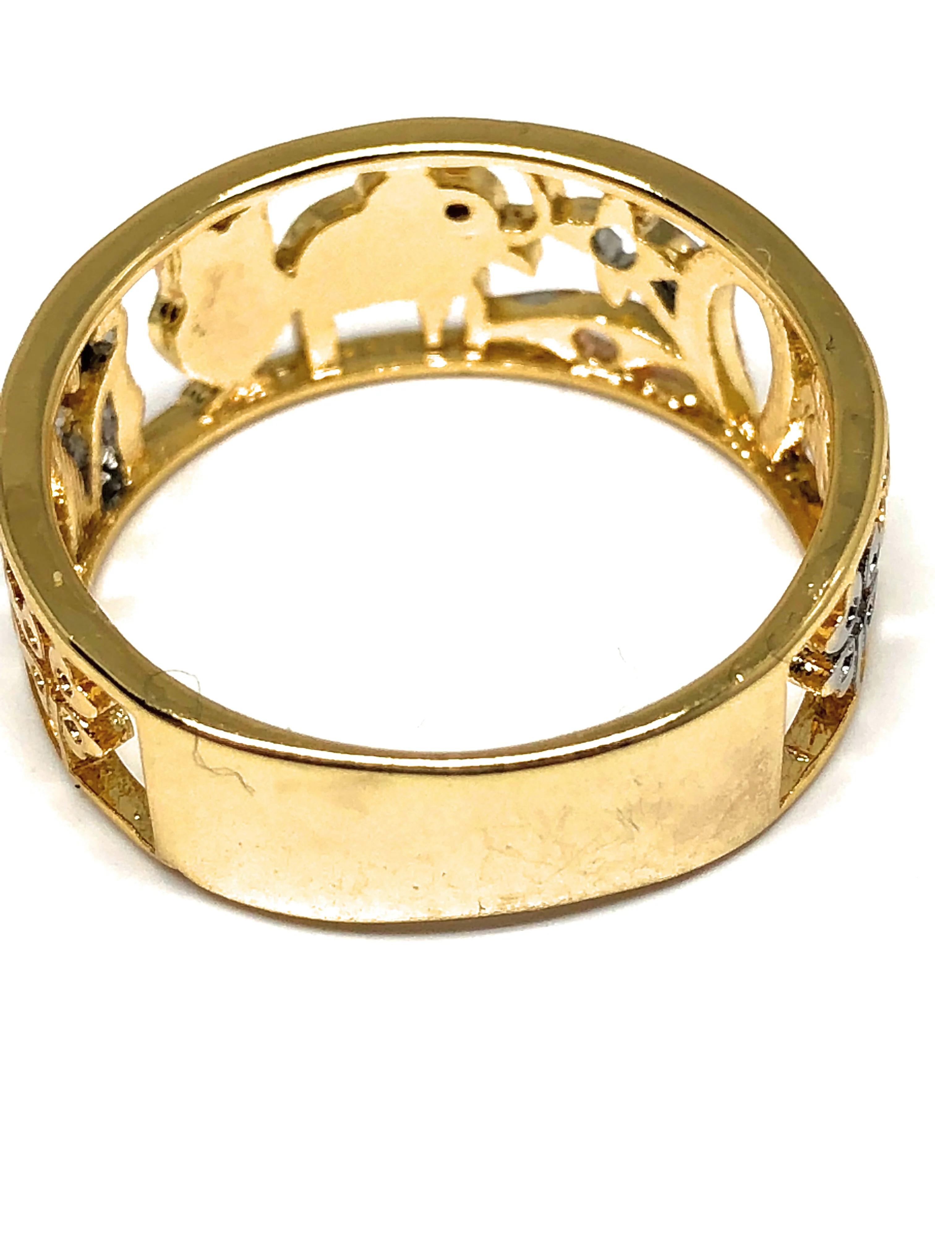 Gold Plated Women’s Lucky Charm Symbols Ring Anillo de Suerte - Image 3