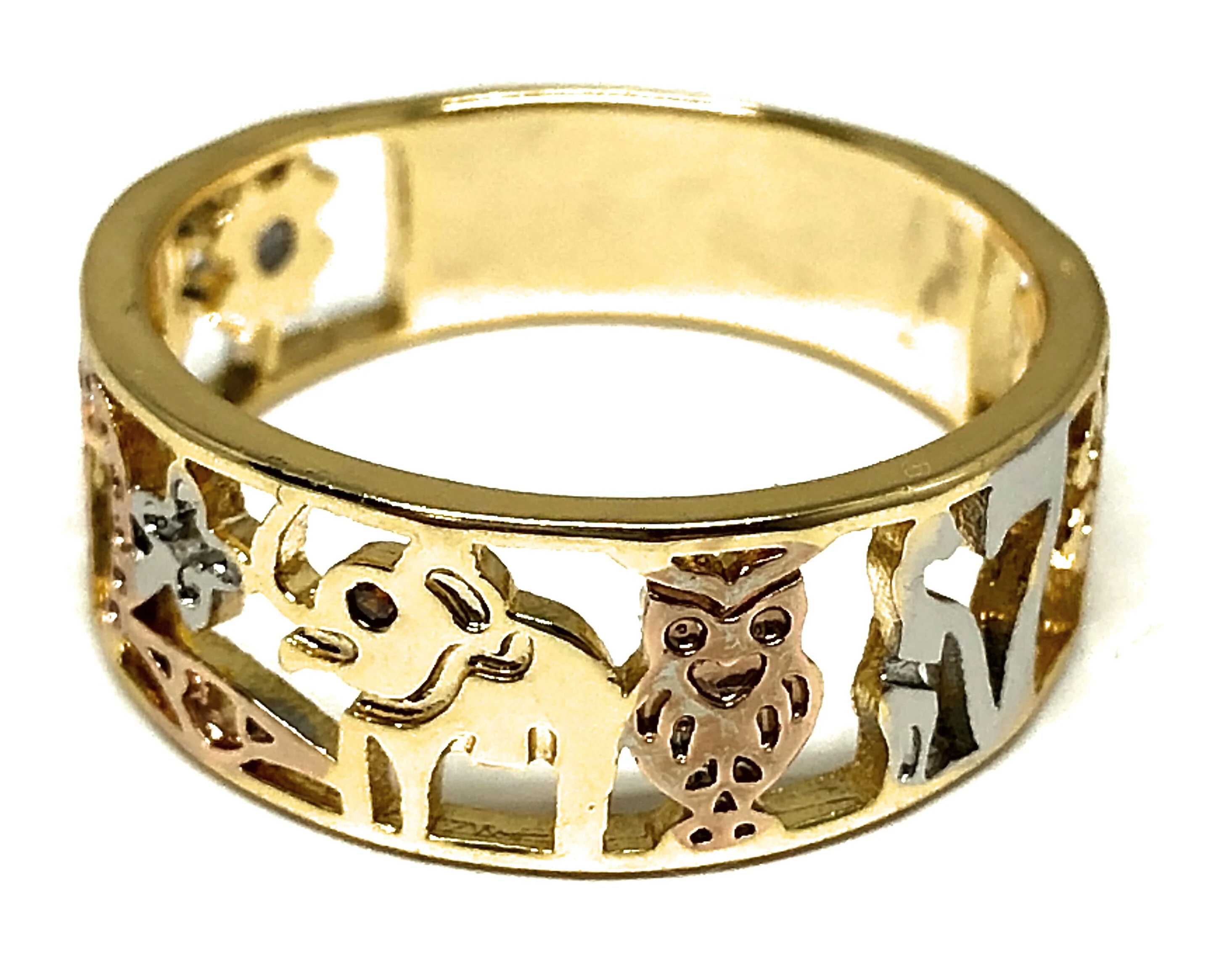 Gold Plated Women’s Lucky Charm Symbols Ring Anillo de Suerte - Image 5