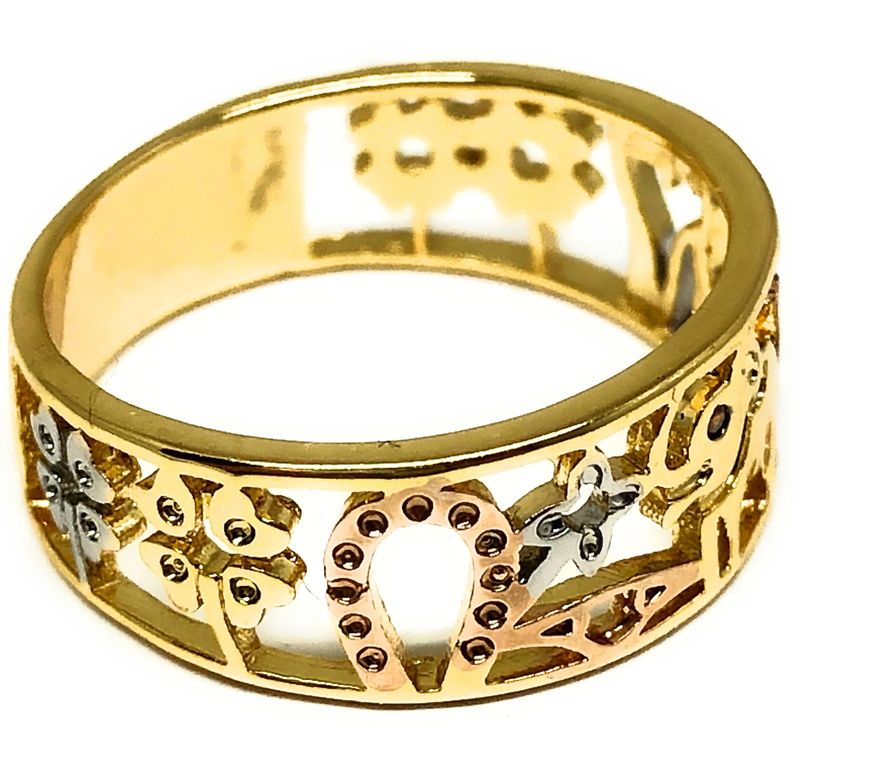 Gold Plated Women’s Lucky Charm Symbols Ring Anillo de Suerte - Image 7