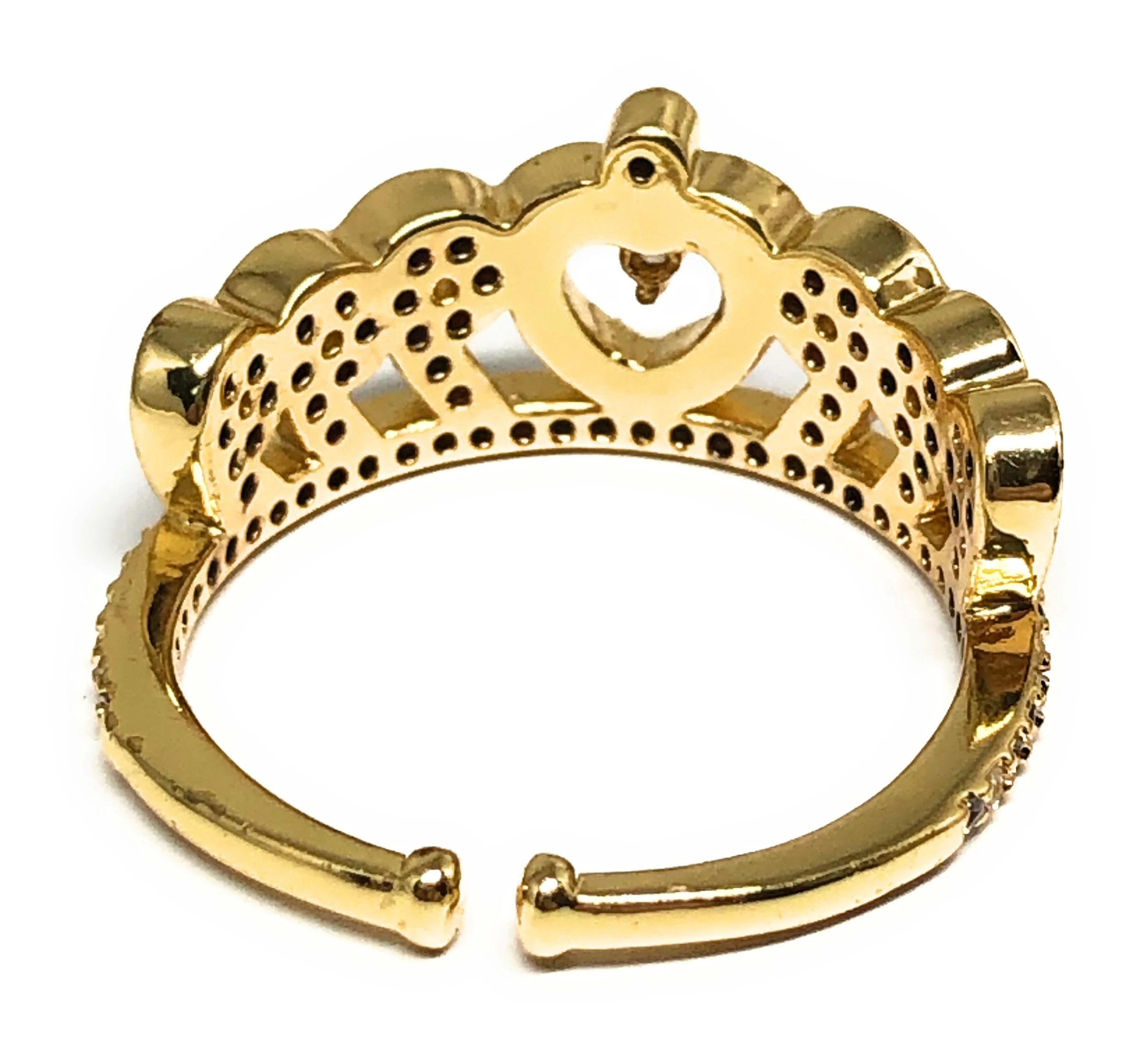 Gold Plated Women’s Queen Crown CZ Adjustable Ring Anillo - Image 2