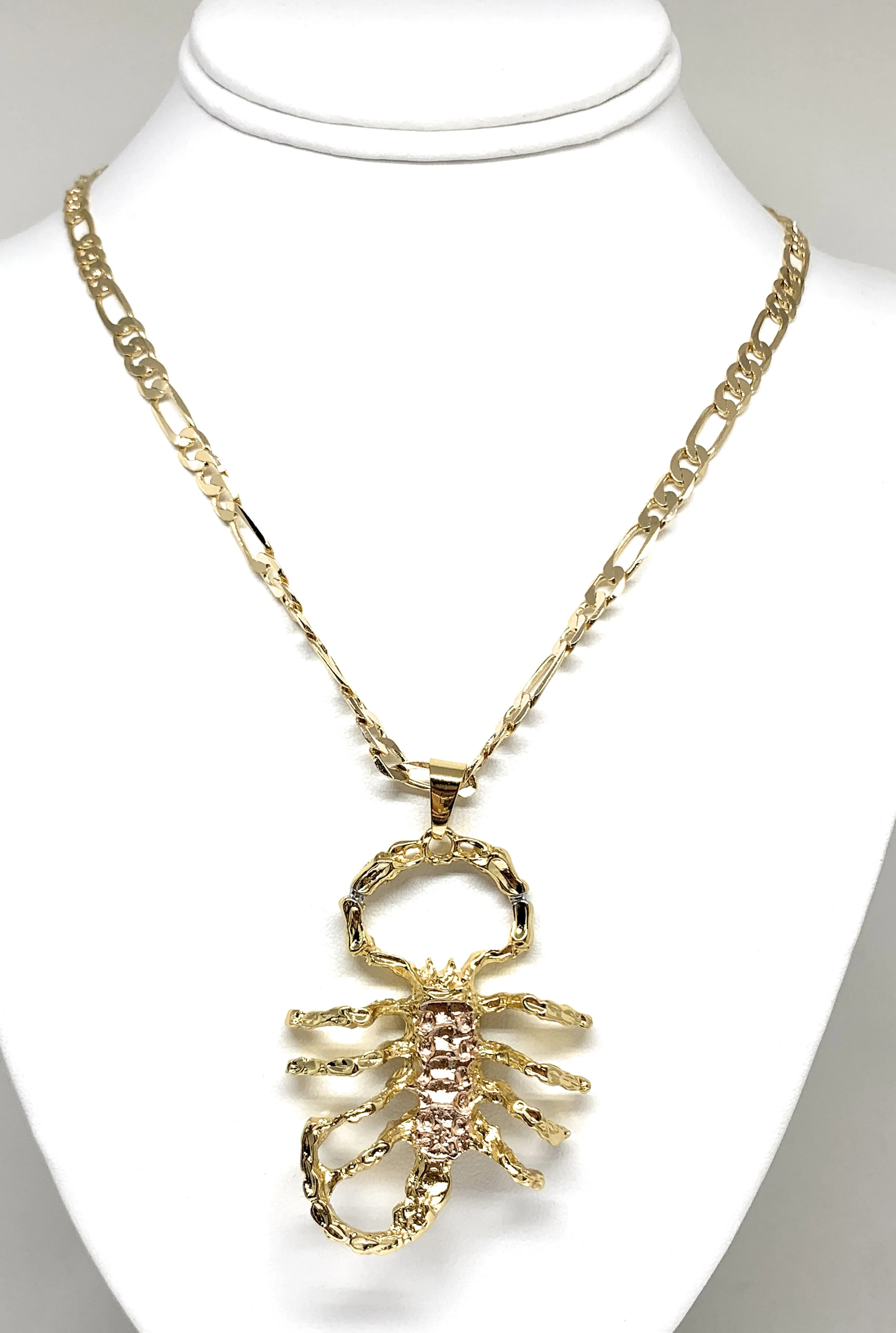 Gold Plated Yellow and Rose Big Scorpion Pendant Necklace 26" inch Alacran - Image 3