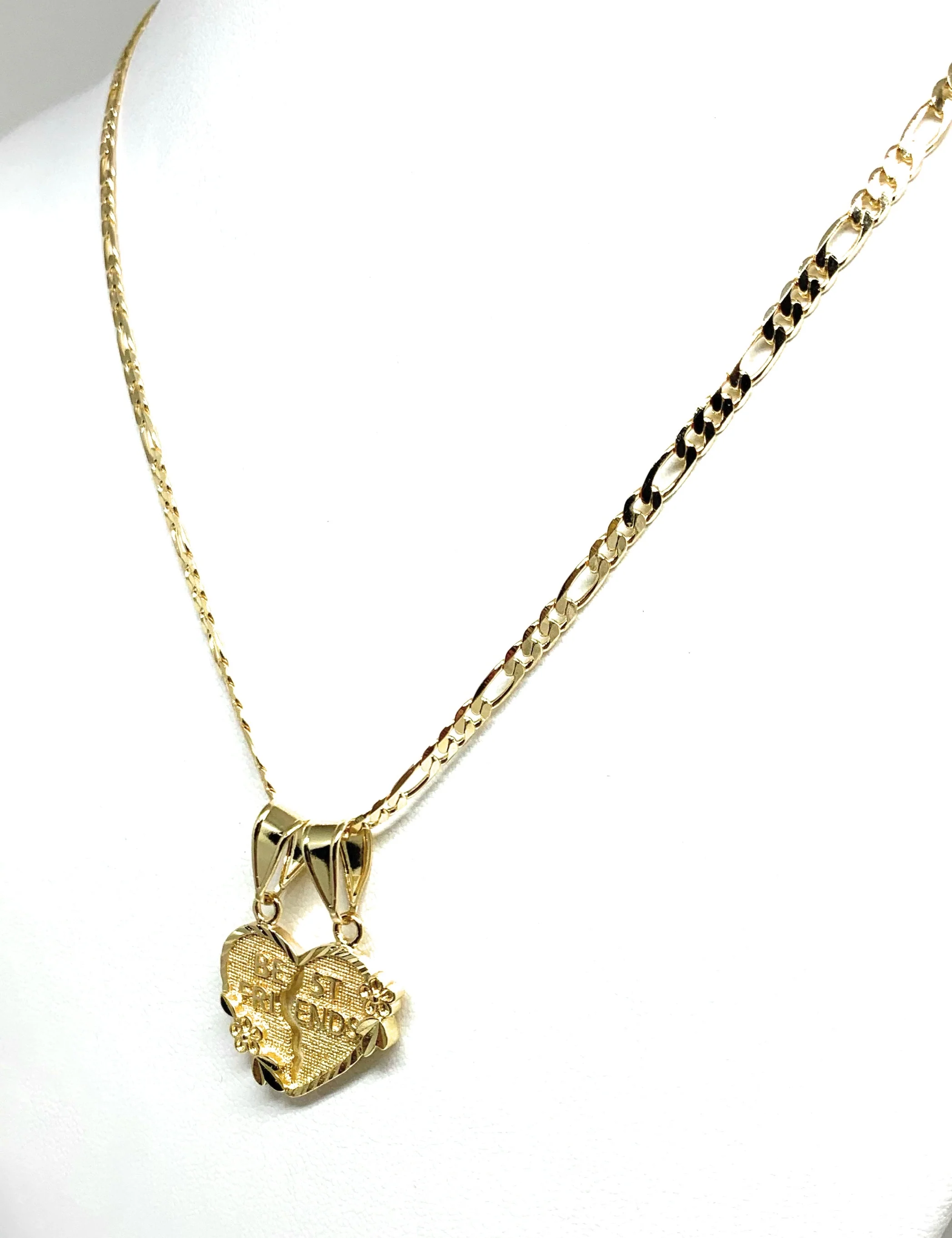Gold Plated Yellow "Best Friends" Heart Split Pendant Necklace 24" - Image 5