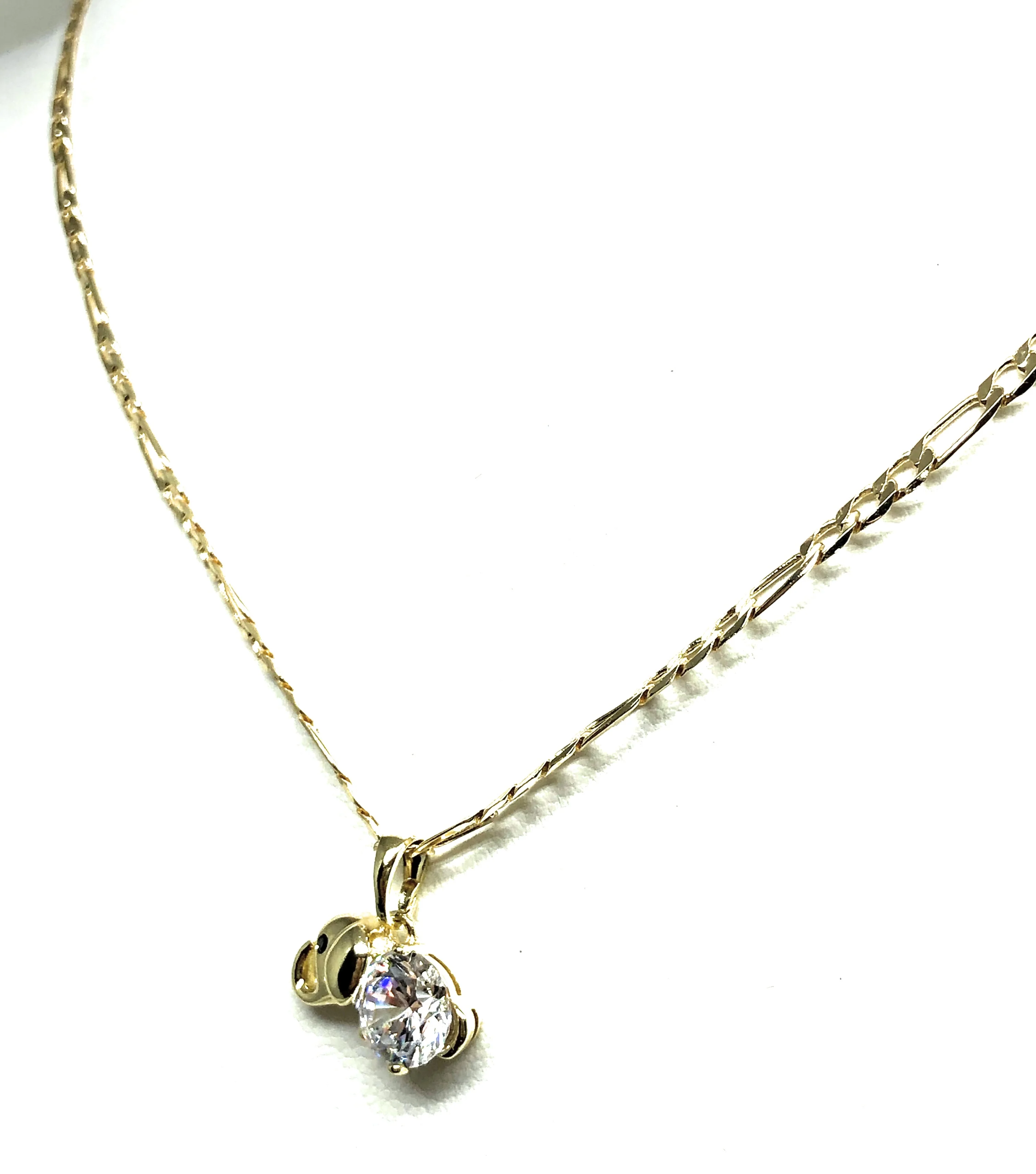 Gold Plated Yellow Dainty Elephant CZ Pendant Necklace Chain 18” 3mm - Image 4