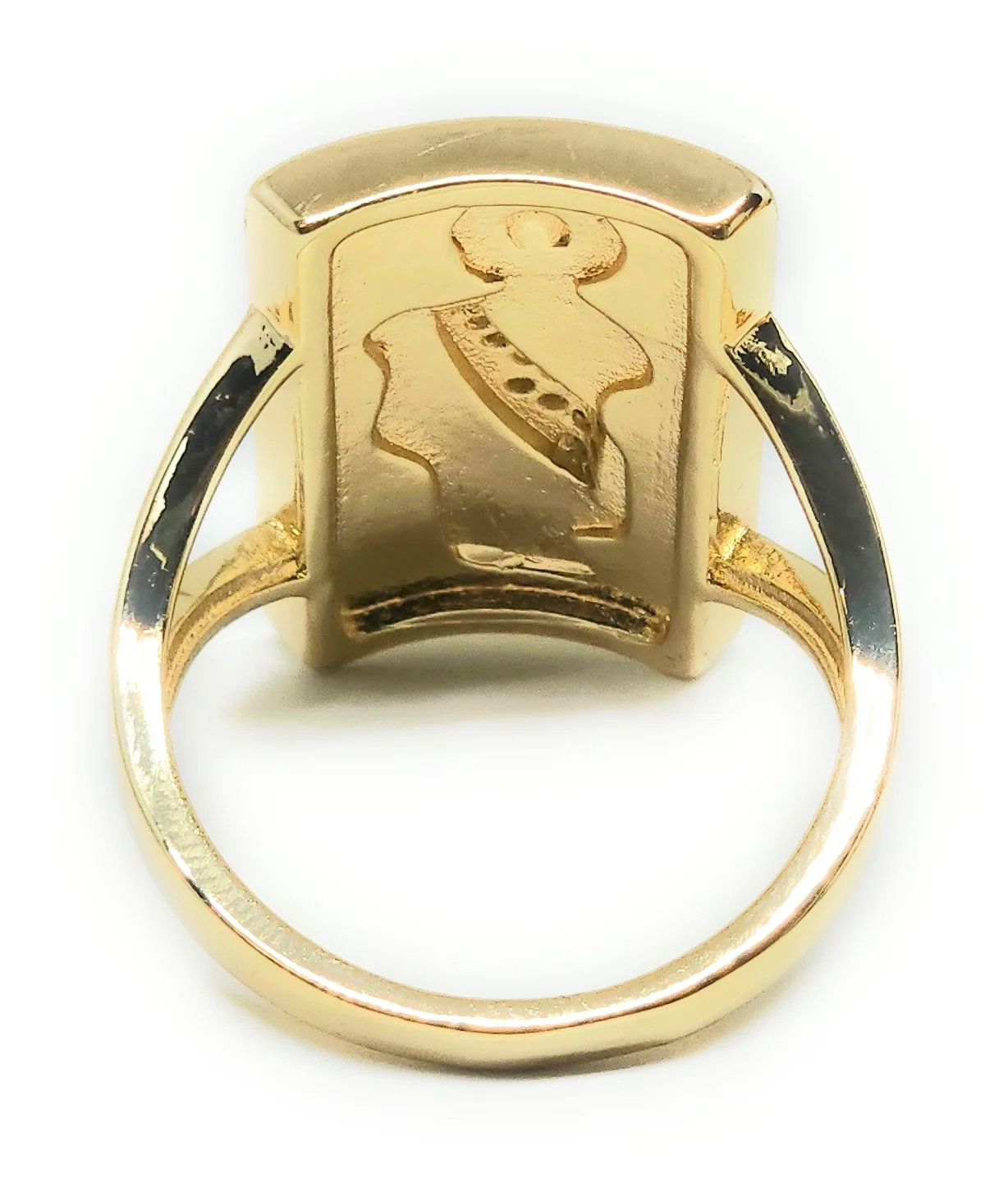 Gold Plated Yellow & Green San Judas Tadeo Saint Jude CZ SQUARE Ring Anillo - Image 4