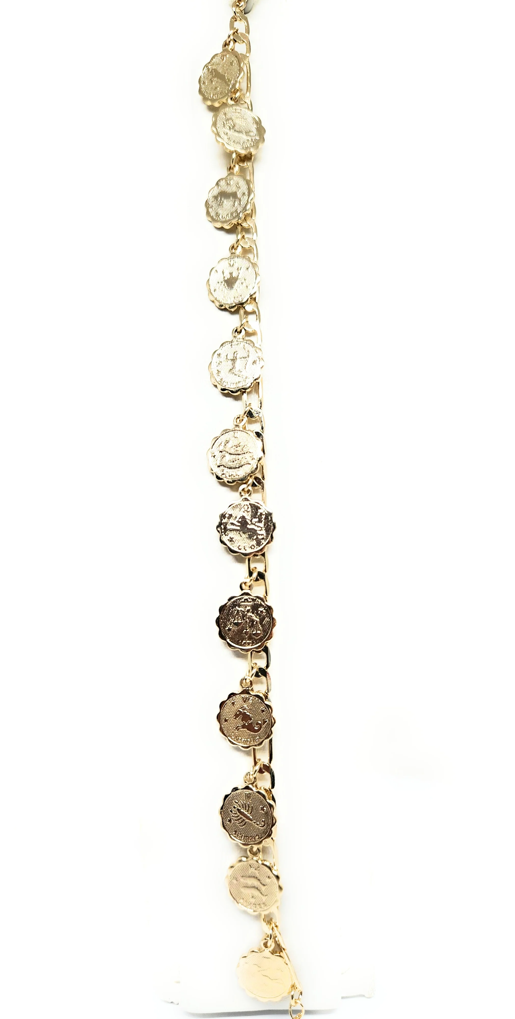 Gold Plated ZODIAC Symbols Charms Bracelet Pulsera 8” - Image 2