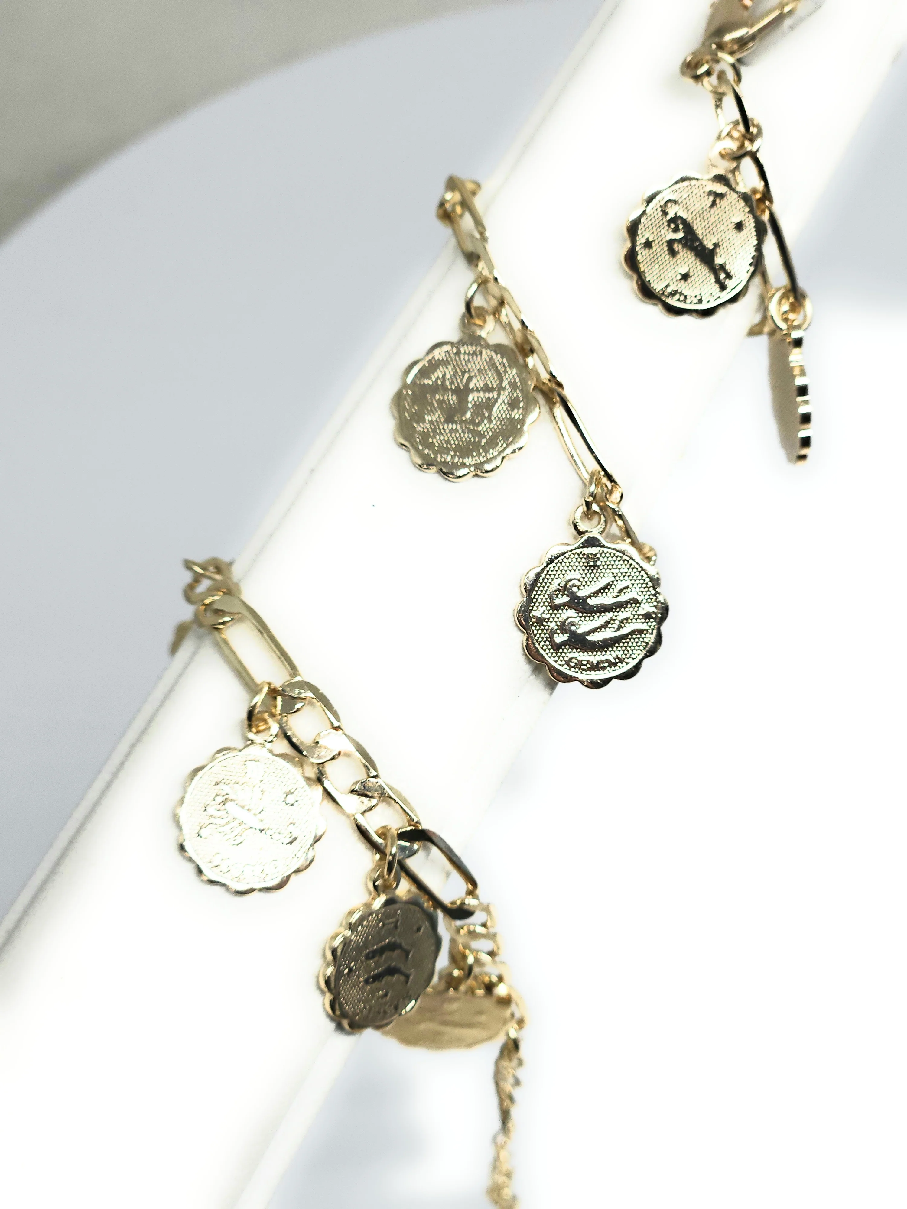 Gold Plated ZODIAC Symbols Charms Bracelet Pulsera 8” - Image 3